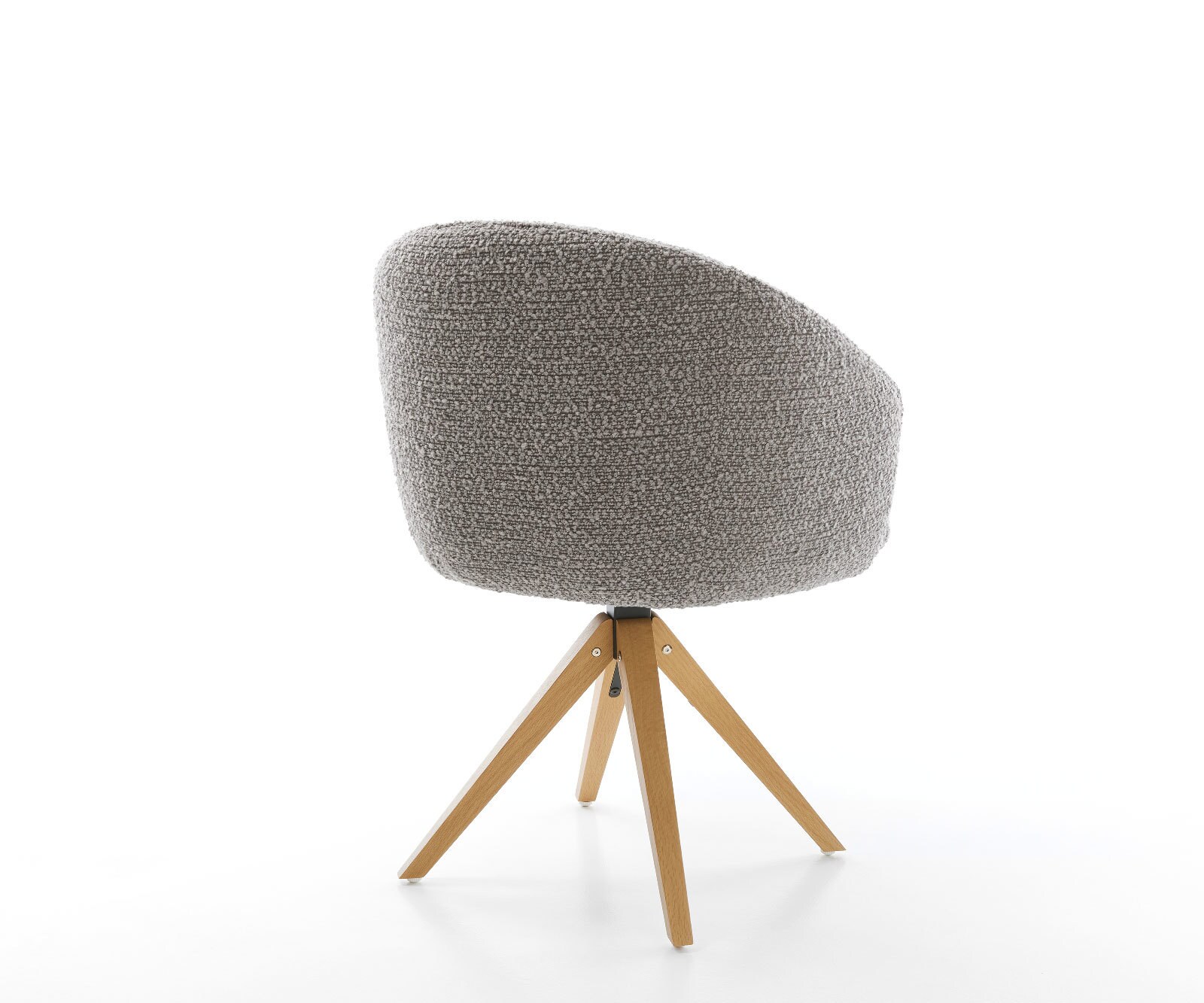 Врътящ се стол с подлакътници Букле СребристСив Дървена рамка  Натурал 180° въртящ се Покет пружина Caja-Flex 5