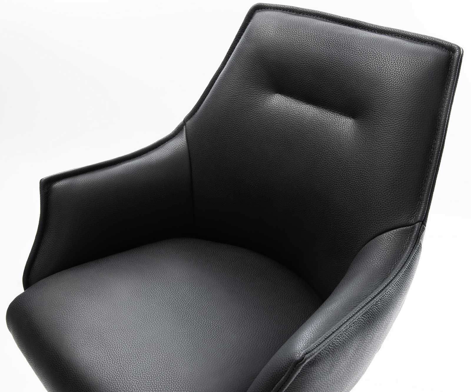 Бар стол Естествена кожа Черни Конзолен крак Плосък Неръждаема стомана Покет пружина Alja-Flex 3