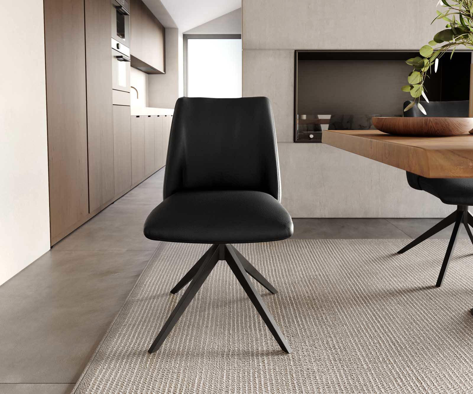 Врътящ се стол Естествена кожа Черен Конус крак плосък Черен 360° въртящ се Покет пружина Elso-Flex 1 Врътящ се стол Естествена кожа Черен Конус крак плосък Черен 360° въртящ се Покет пружина Elso-Flex 1