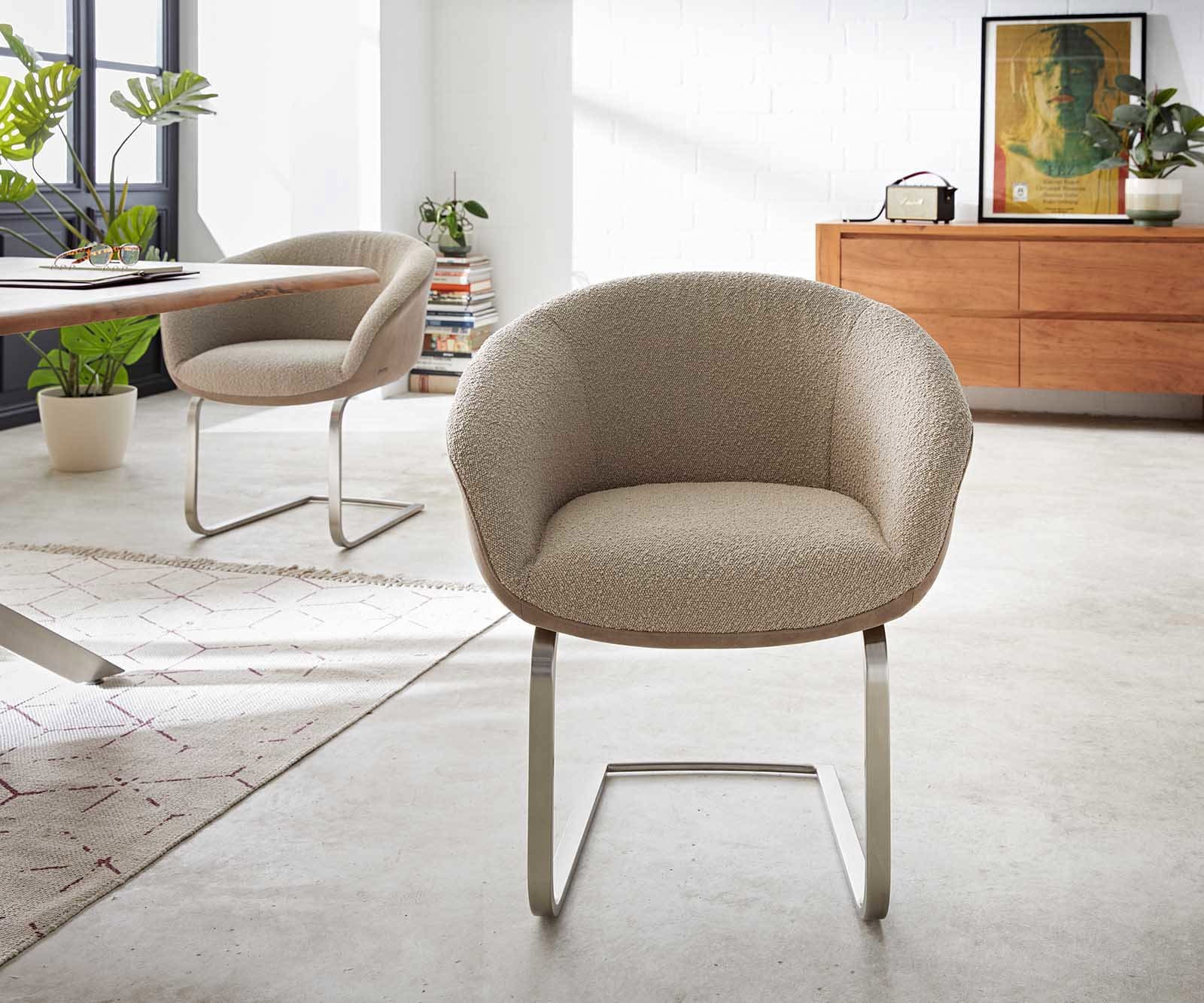 Люлеещ стол с подлакътници Микс от дамаски Сиво-Кафяв Конзолен крак плосък Неръждаема стомана Покет пружина Vinka-Flex 1 Люлеещ стол с подлакътници Микс от дамаски Сиво-Кафяв Конзолен крак плосък Неръждаема стомана Покет пружина Vinka-Flex 1