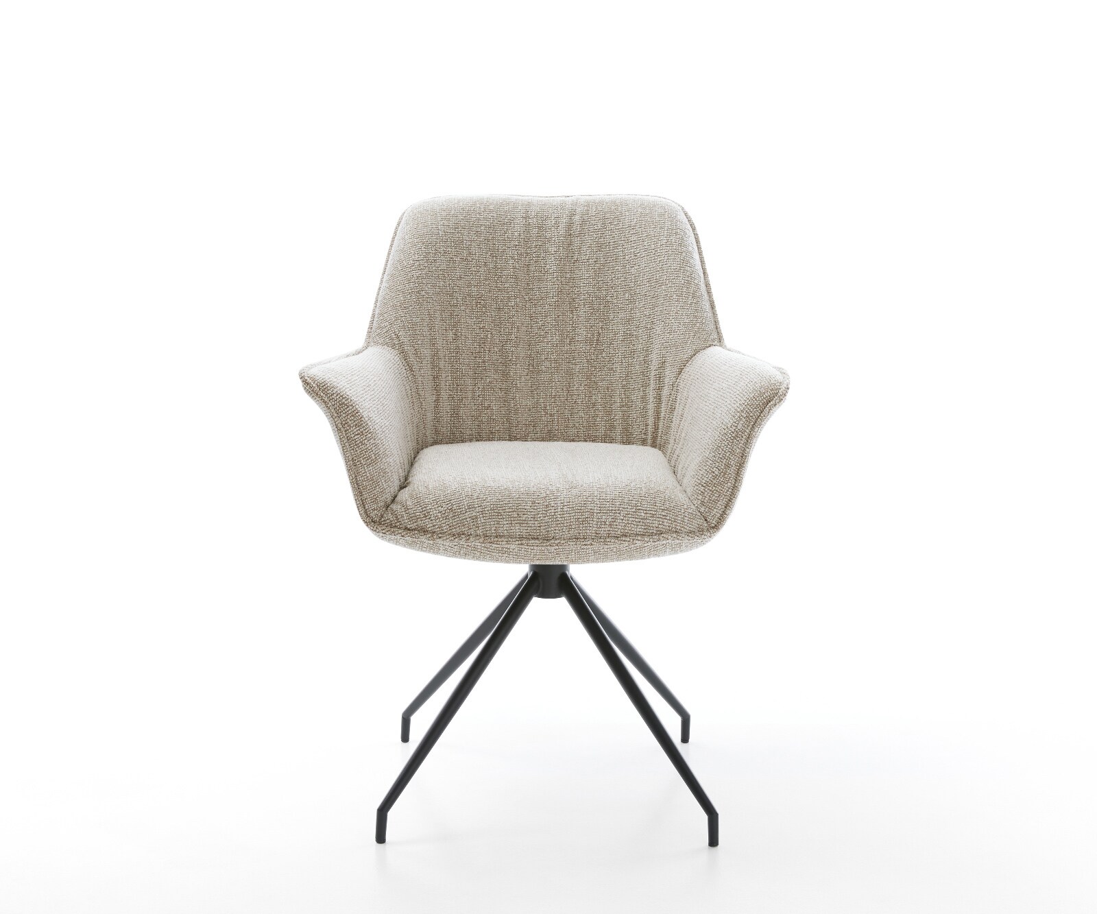 Трапезен стол Keila-Flex с подлакътници Тъкан Soft Beige Конична кръстосана рамка Черно 2