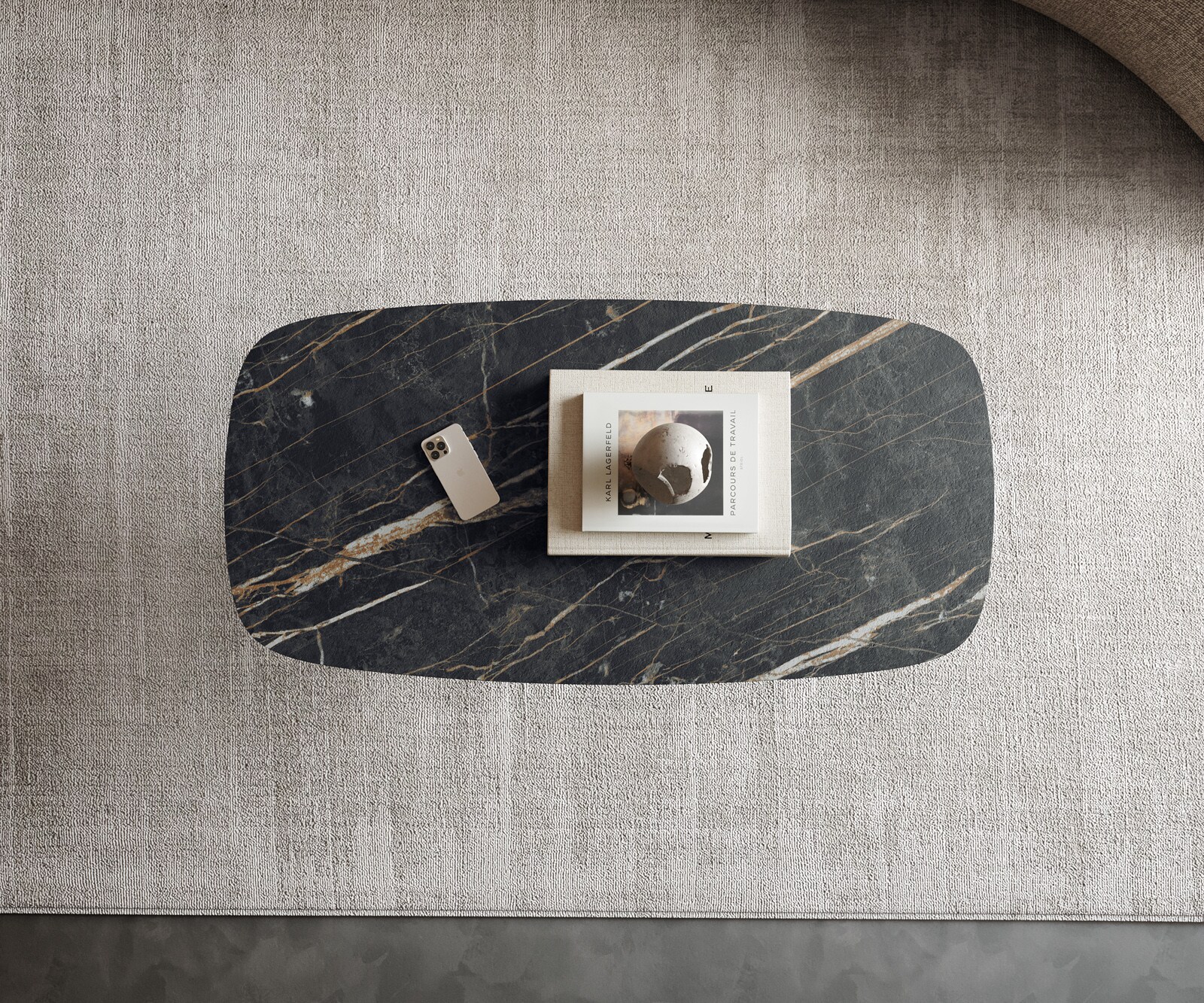 Масичка за кафе Edge Boot 100x50 cm Ceramic Laminam® Noir Desir Brown Sarity Metal Black 4