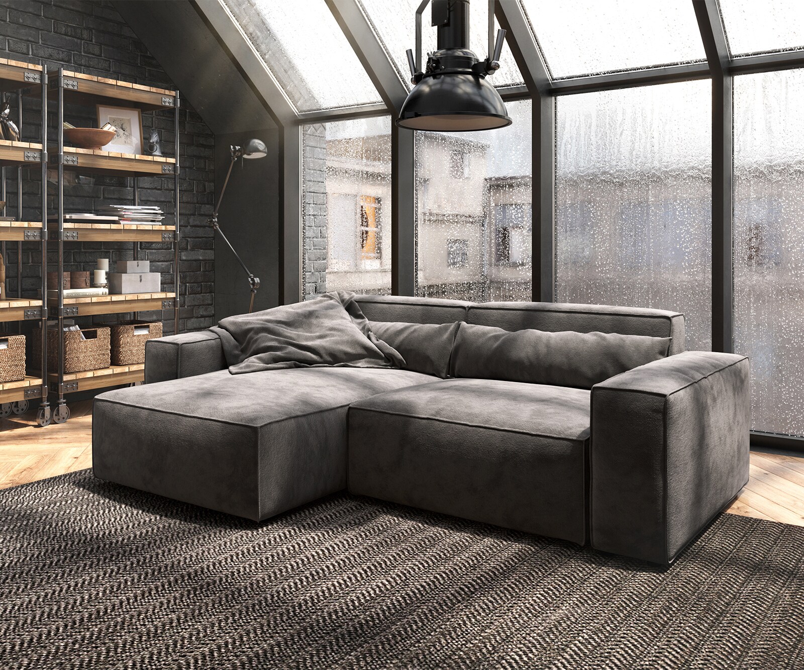 Ъглов диван L 260x160 cm Микрофибър КакиКафяв Варианти лежанка Sirpio 1