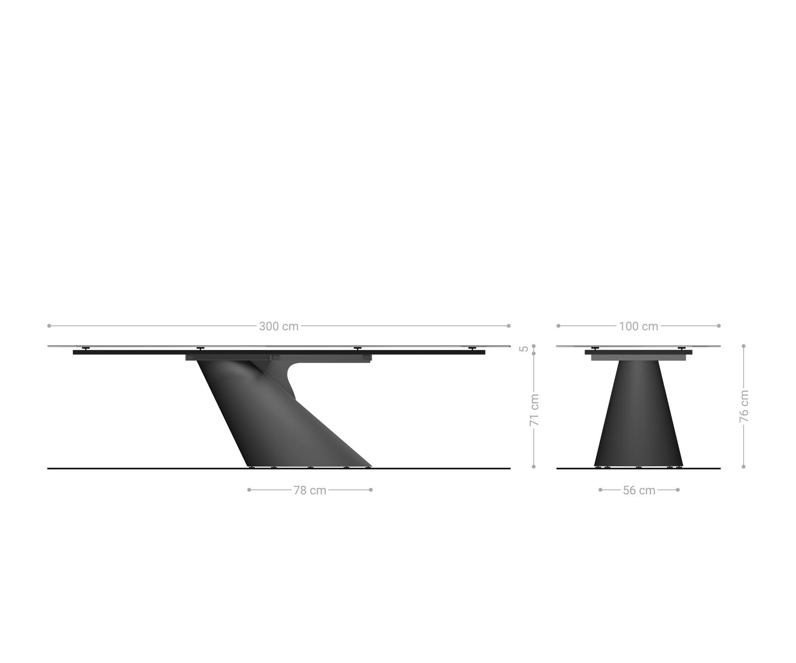 Трапезна маса Edge 300x100 см, керамика Onyx Pearl Cono, металическо злато 9