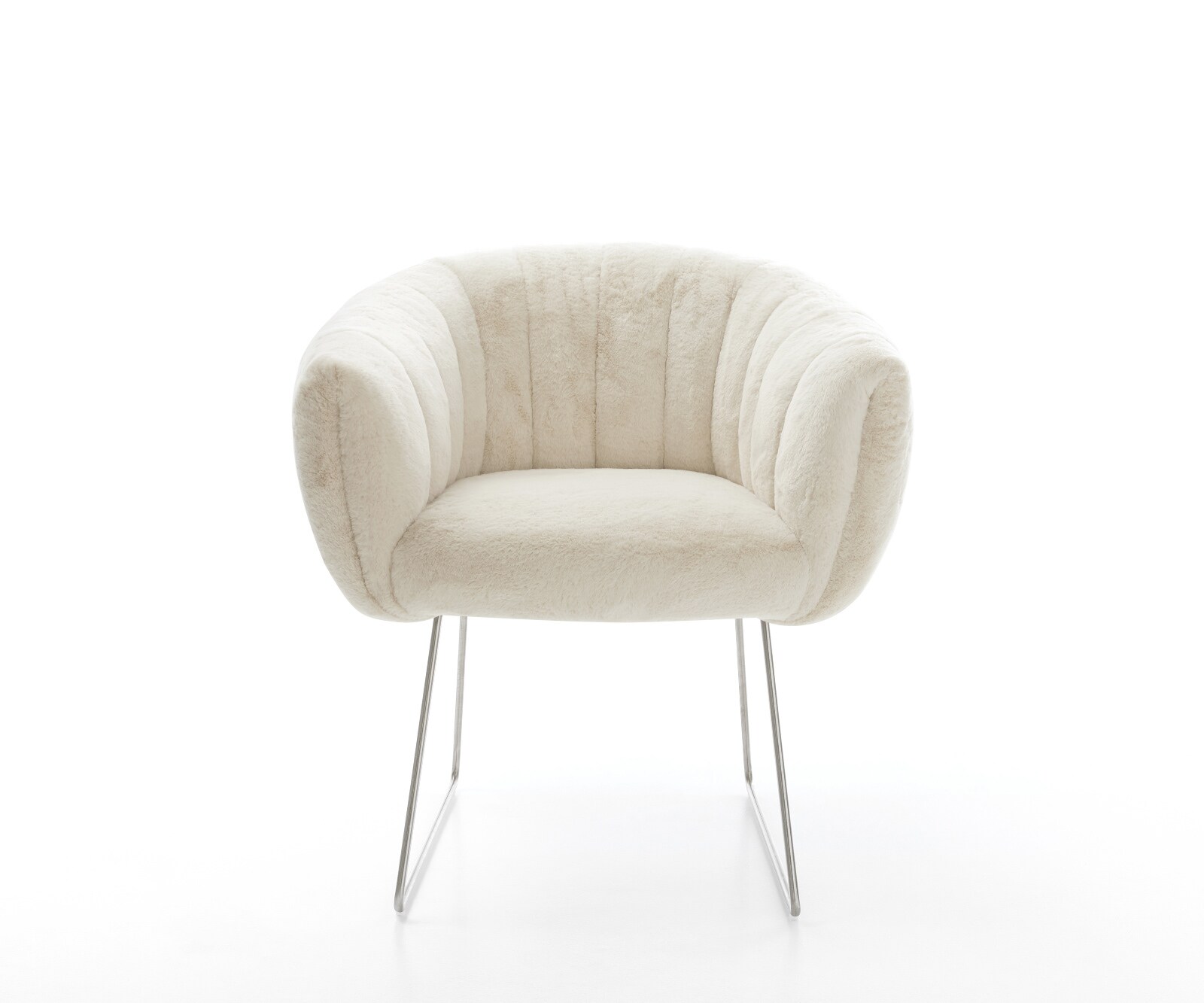 Трапезен стол Jada-Flex плюшена кремаво-бяла основа от неръждаема стомана с джобни пружини 1