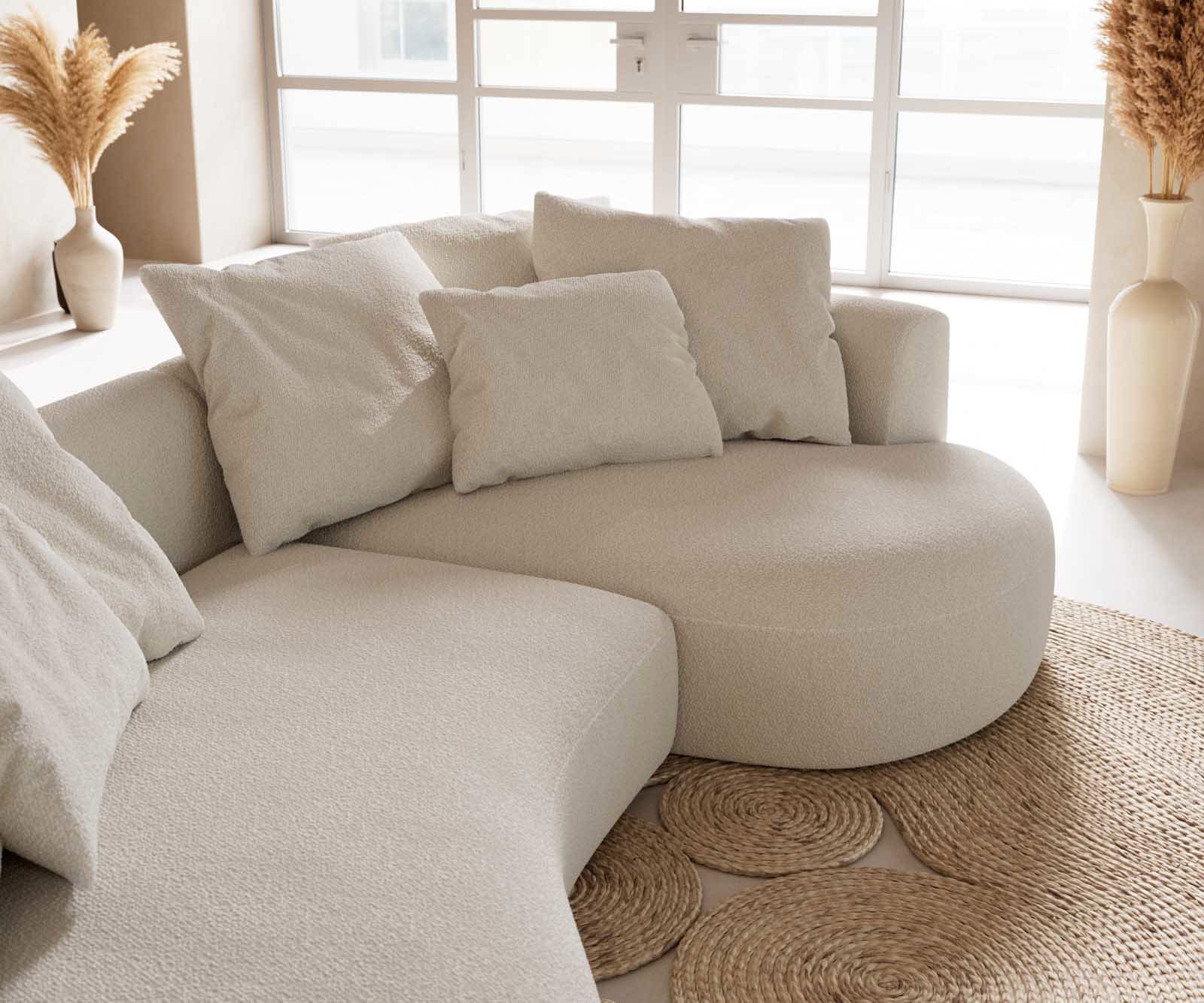 Диван Edina 330x170 cm Bouclé крем-бяло 6
