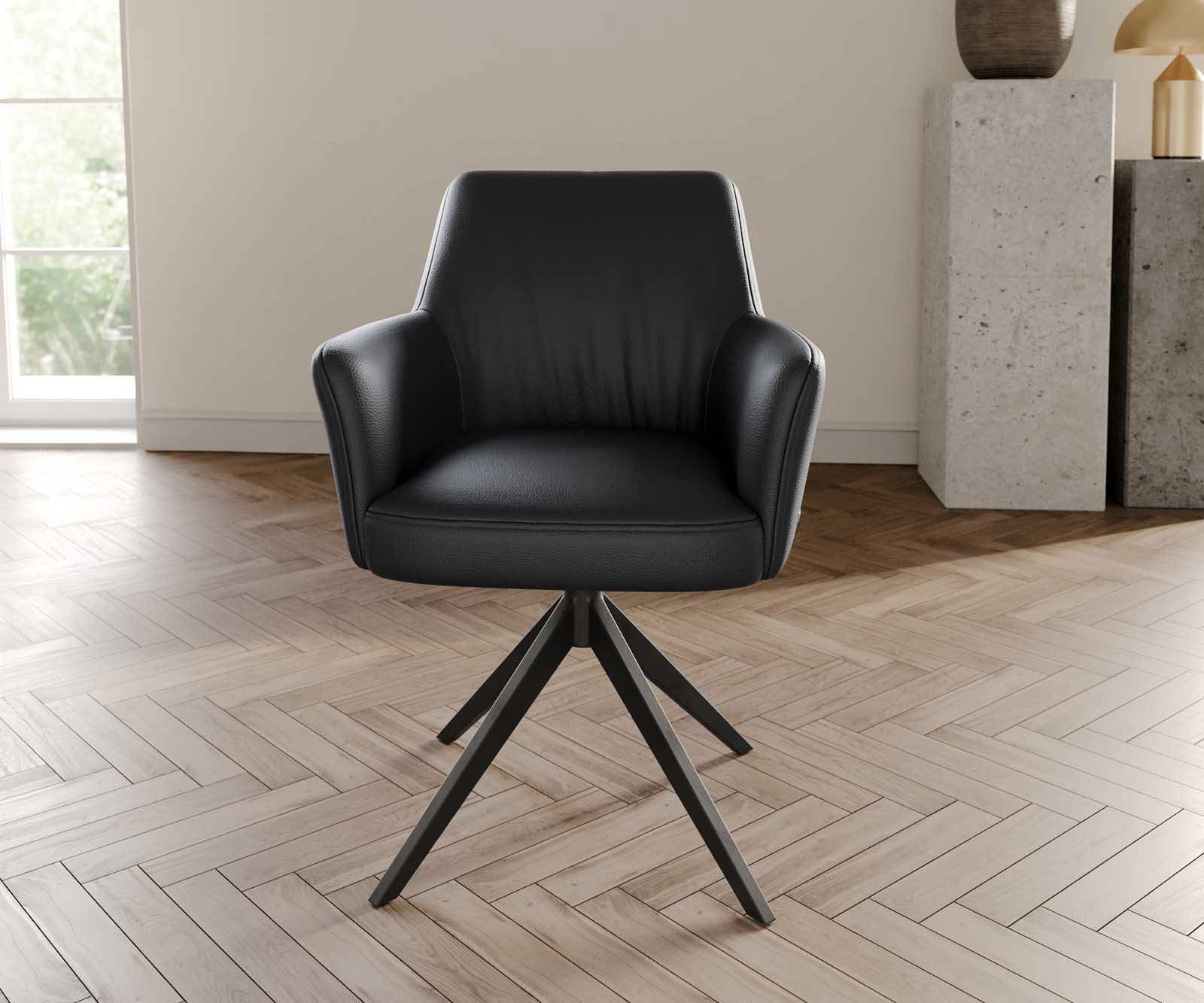 Врътящ се стол с подлакътници Естествена кожа Черен Конус крак плосък Черен 360° въртящ се Покет пружина Xana-Flex 1 Врътящ се стол с подлакътници Естествена кожа Черен Конус крак плосък Черен 360° въртящ се Покет пружина Xana-Flex 1