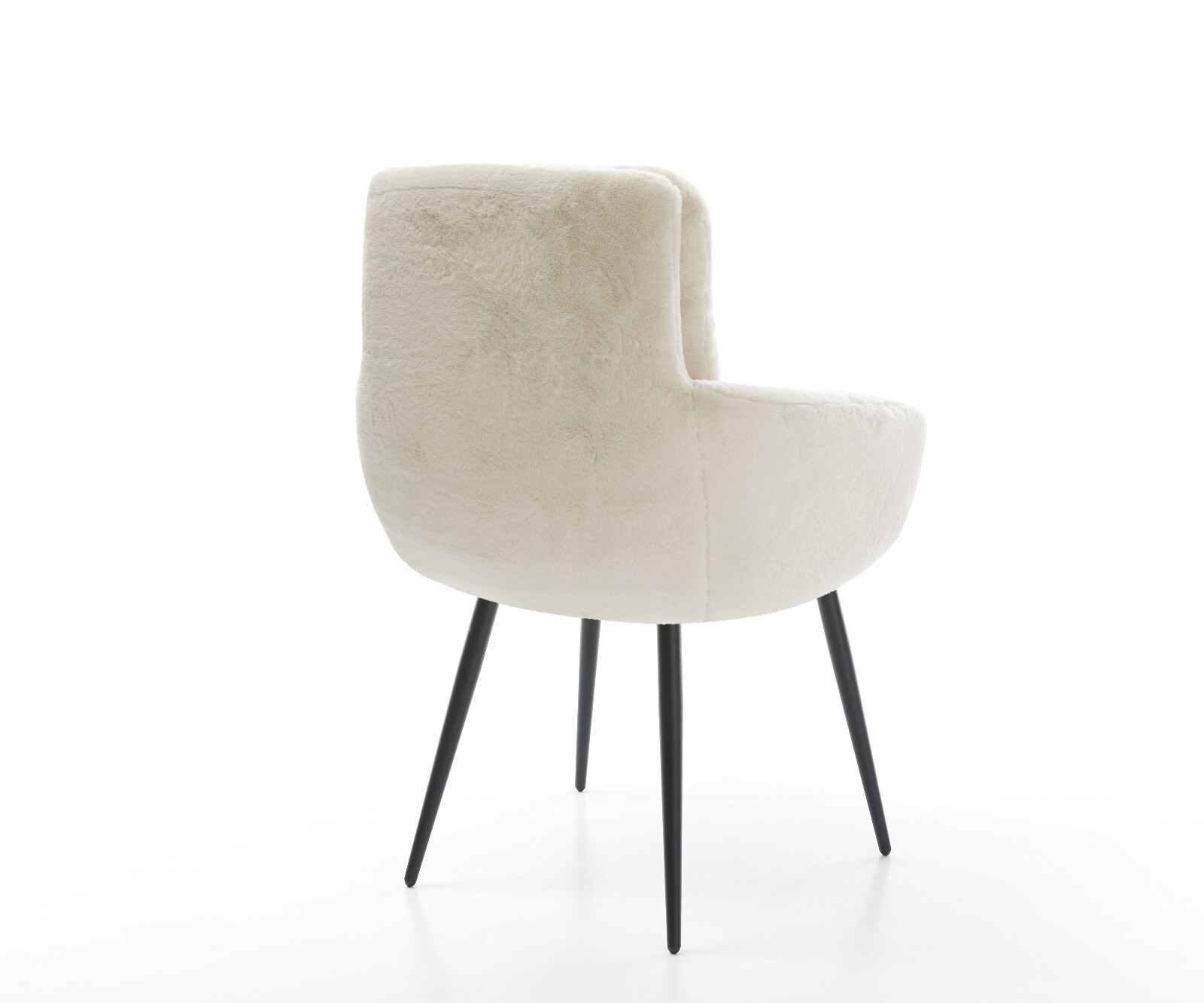 Трапезен стол Abelia-Flex с подлакътници плюшен крем-бял 4-футов заострен черен 5