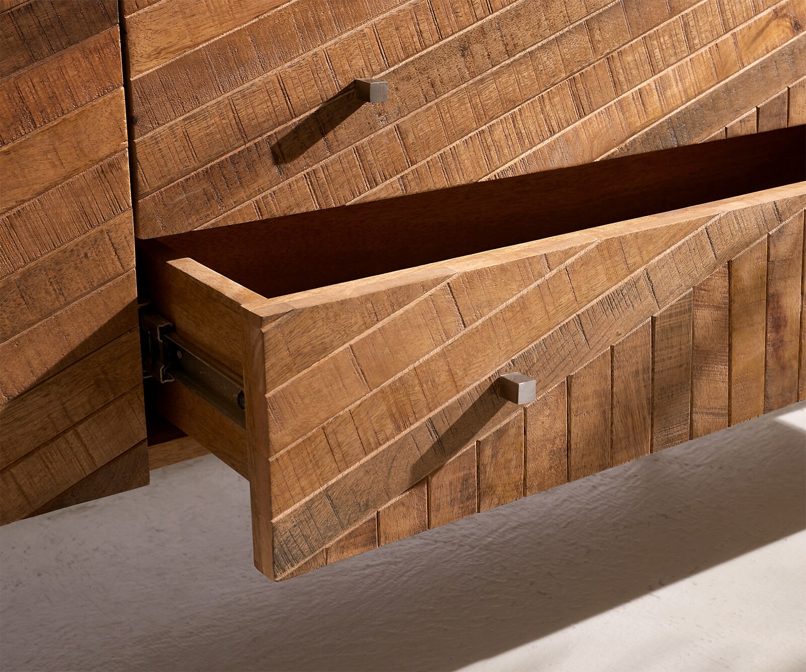 ТВ шкаф 175 cm Манго Тик 2 Врати 2 Чекмеджета Мраморплот Бял винкелКрак Неръждаема стомана Bahan 3