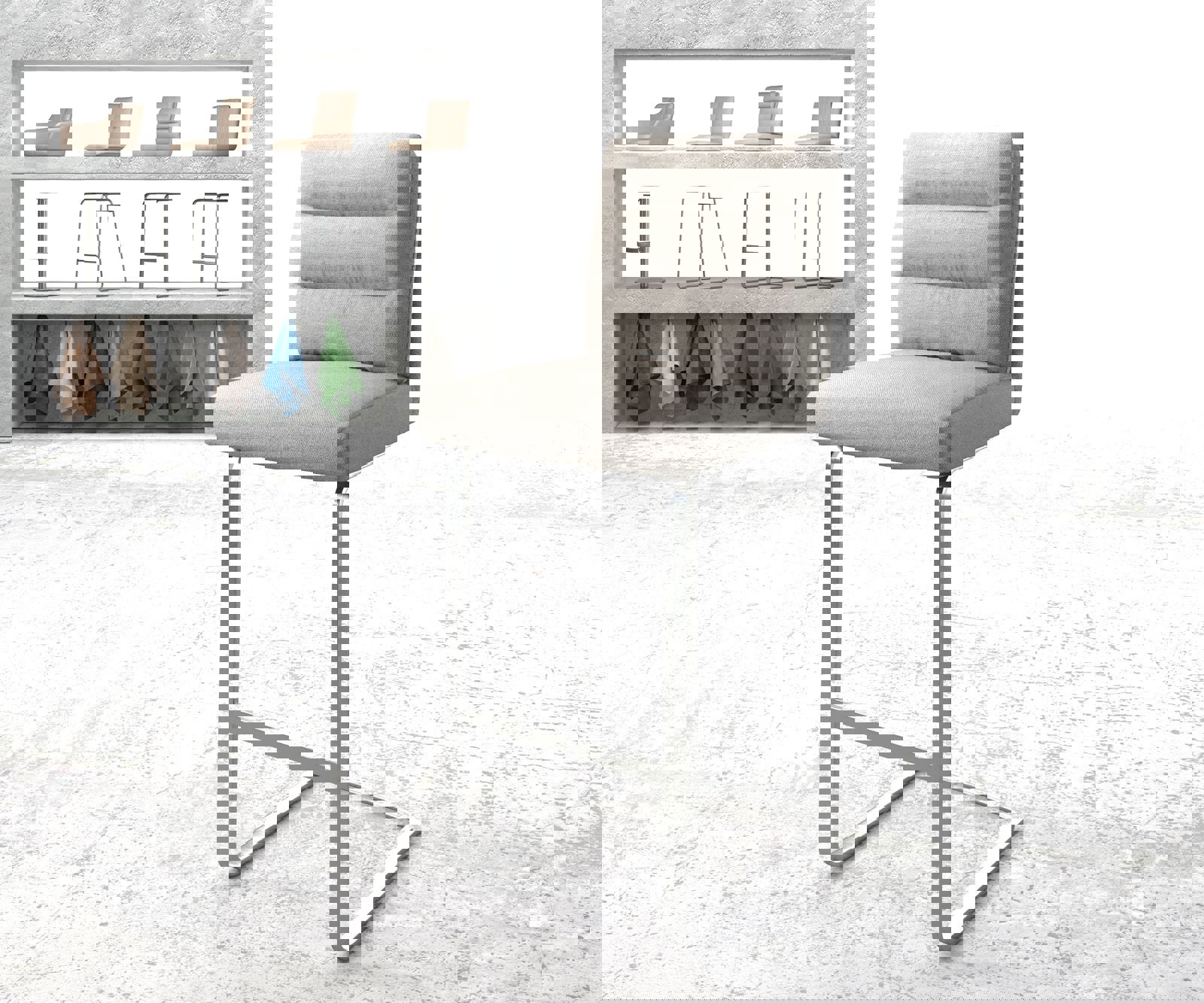 Бар стол Ивици Светло сив Конзолен крак плосък Неръждаема стомана Pela-Flex 1