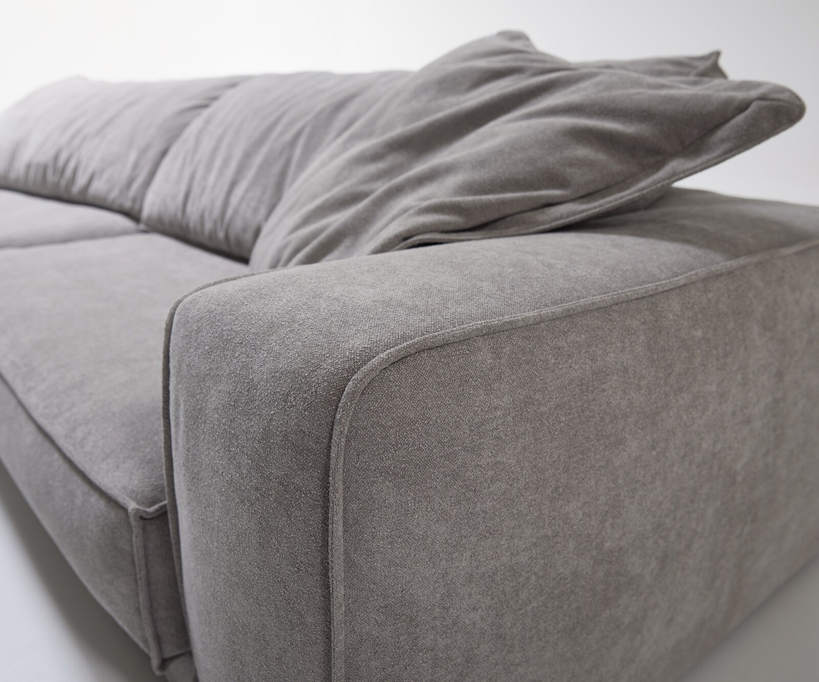 Голям диван Snoosh 400x150 cm текстурирана тъкан меко сиво Recamiere ляво 6