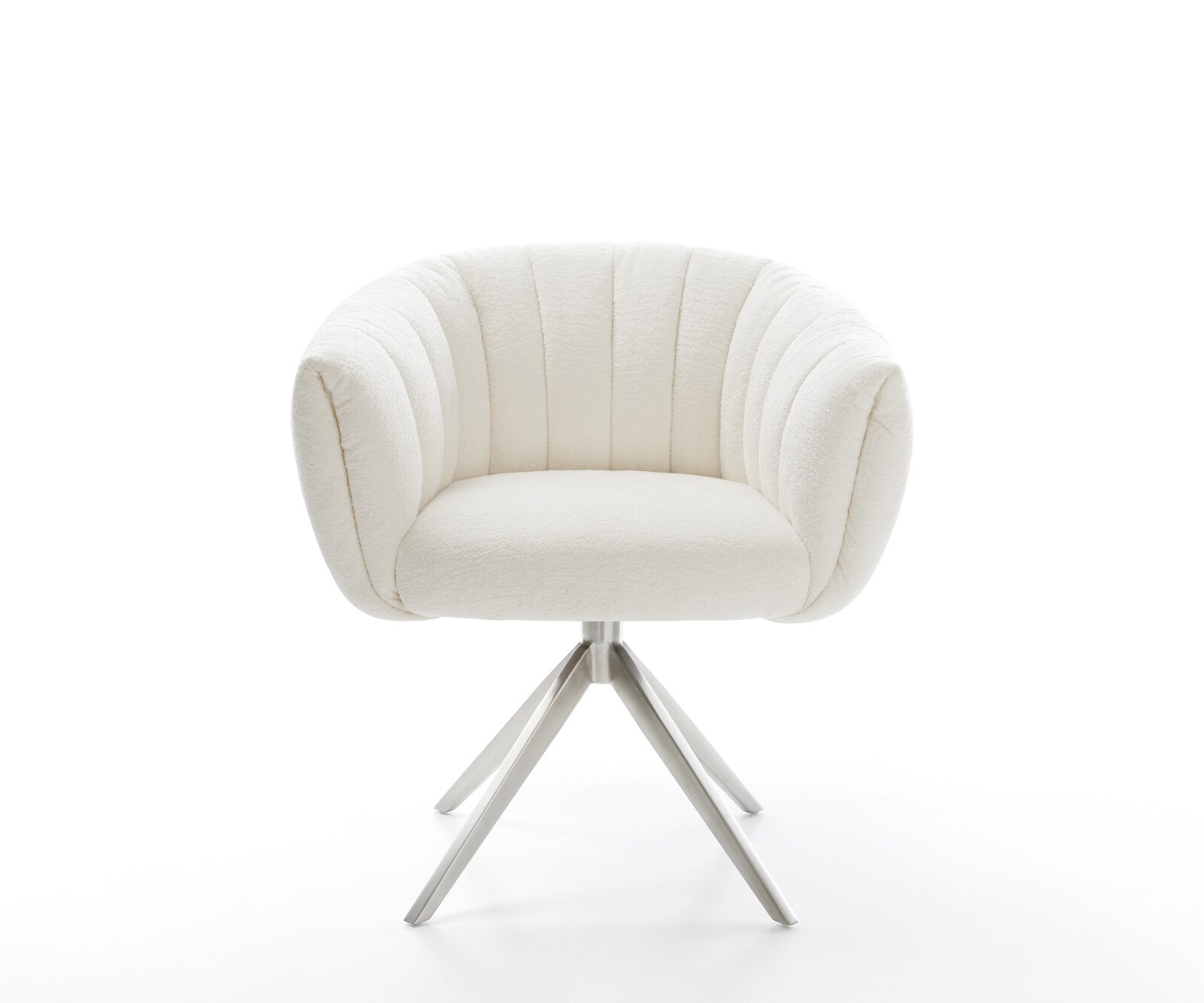 Въртящ се стол Jada-Flex Bouclé Soft Beige Широка кръстосана рамка Неръждаема стомана Въртене на 360° Люлееща се функция Ядро от джобни пружини 2