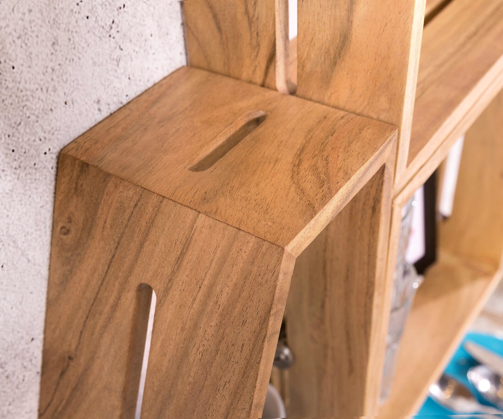 Комплект от 3 дизайнерски стенни рафта Wyatt 70x55 cm естествена акация 3