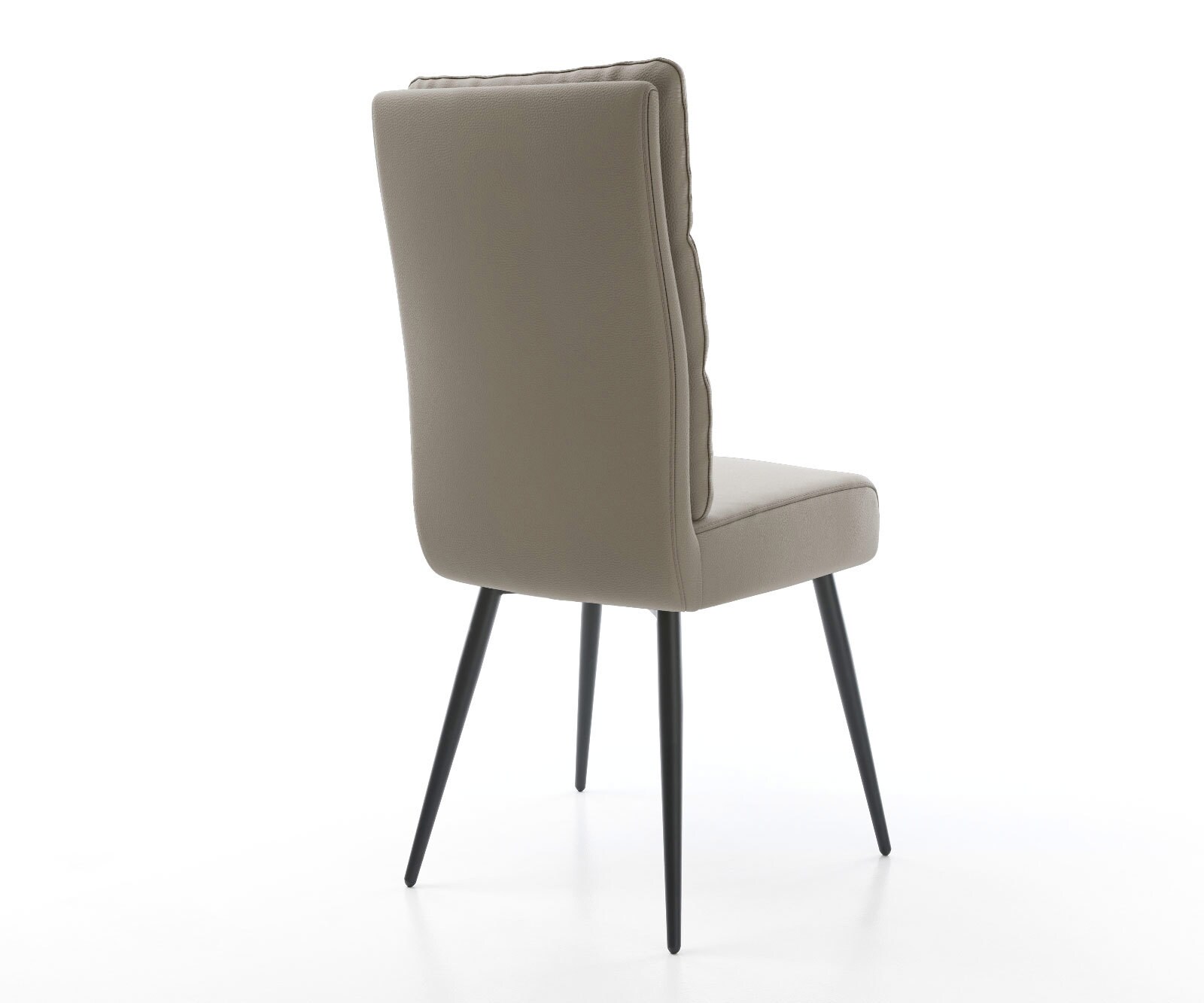 Трапезен стол Естествена кожа Сиво-Кафяв 4 крака конични Черен  Покет пружина Pela-Flex 5