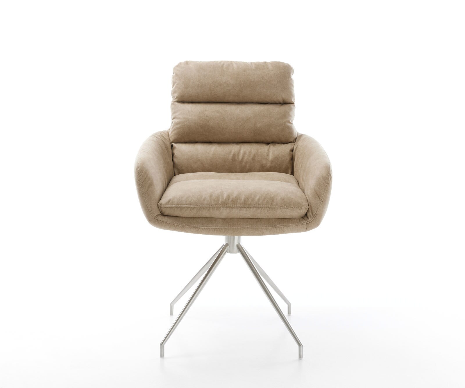 Врътящ се стол с подлакътници Бежов Винтидж Конус крак кръгъл Неръждаема стомана 180° въртящ се Abelia-Flex 2