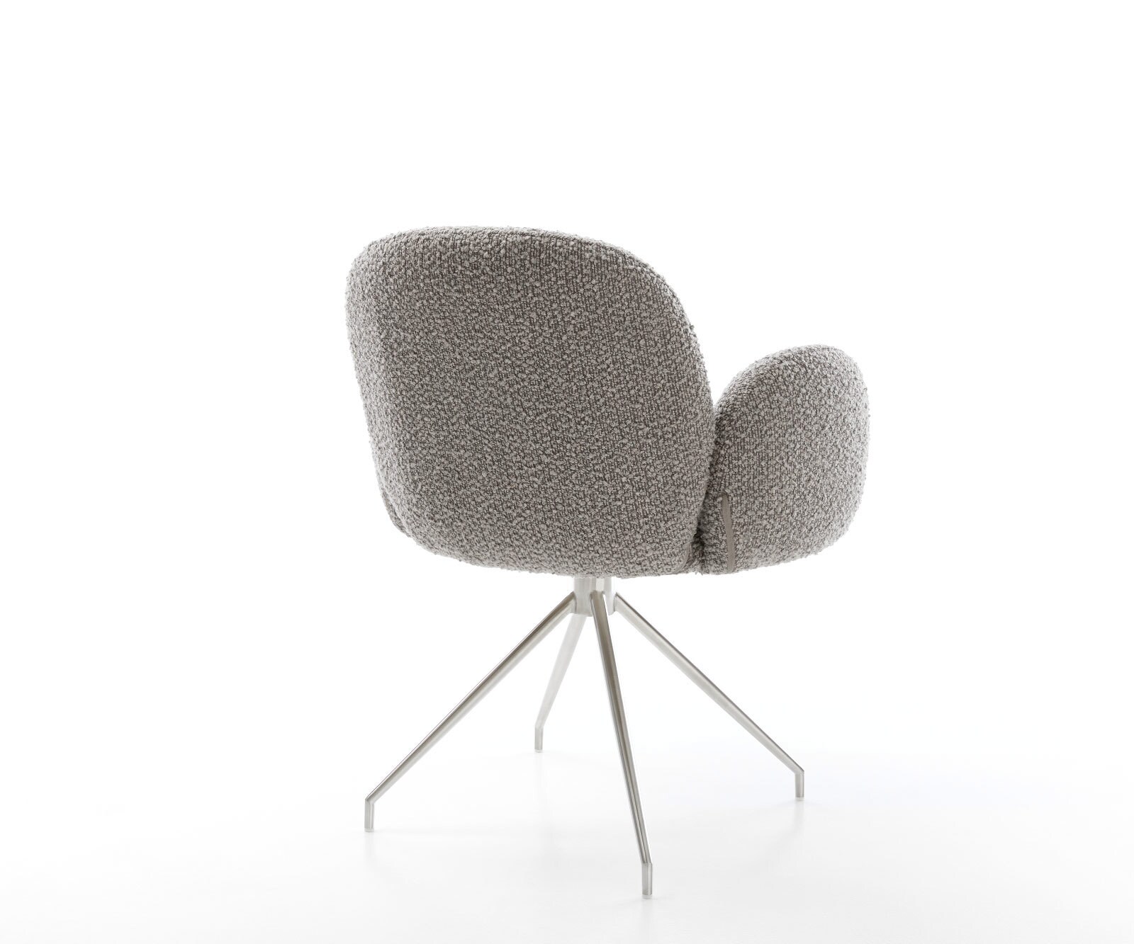 Врътящ се стол с подлакътници Букле СребристСив Конус крак кръгъл Неръждаема стомана 180° въртящ се Покет пружина Nube-Flex 4