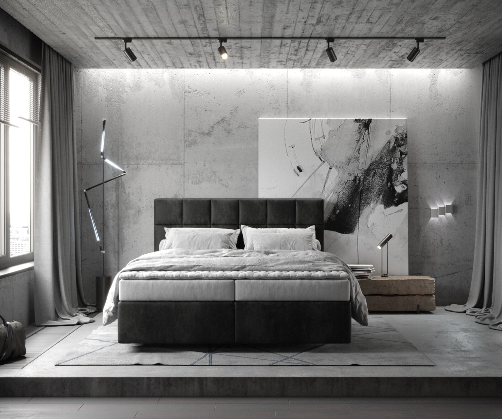 Легло Боксспринг 160x200 cm Микрофибър Антрацит Винтидж с Матрак и Топер Dream-Fine 1