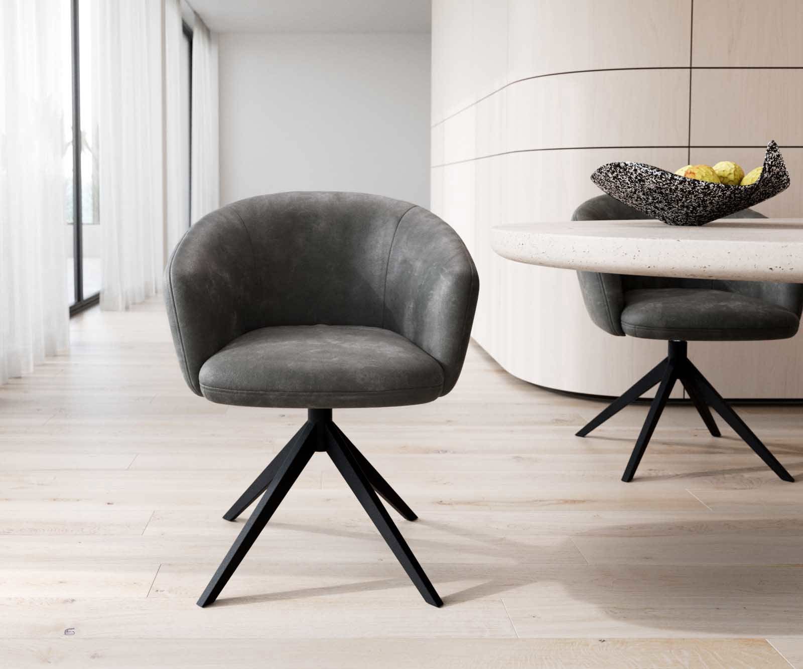 Врътящ се стол с подлакътници Антрацит Винтидж Конус крак плосък Черен 360° въртящ се Покет пружина Caja-Flex 1 Врътящ се стол с подлакътници Антрацит Винтидж Конус крак плосък Черен 360° въртящ се Покет пружина Caja-Flex 1