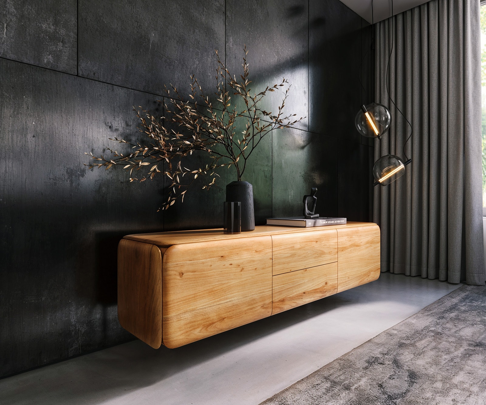 ТВ шкаф Shavani 175 cm естествена акация 2 врати 2 чекмеджета плаващи ТВ шкаф Shavani 175 cm естествена акация 2 врати 2 чекмеджета плаващи