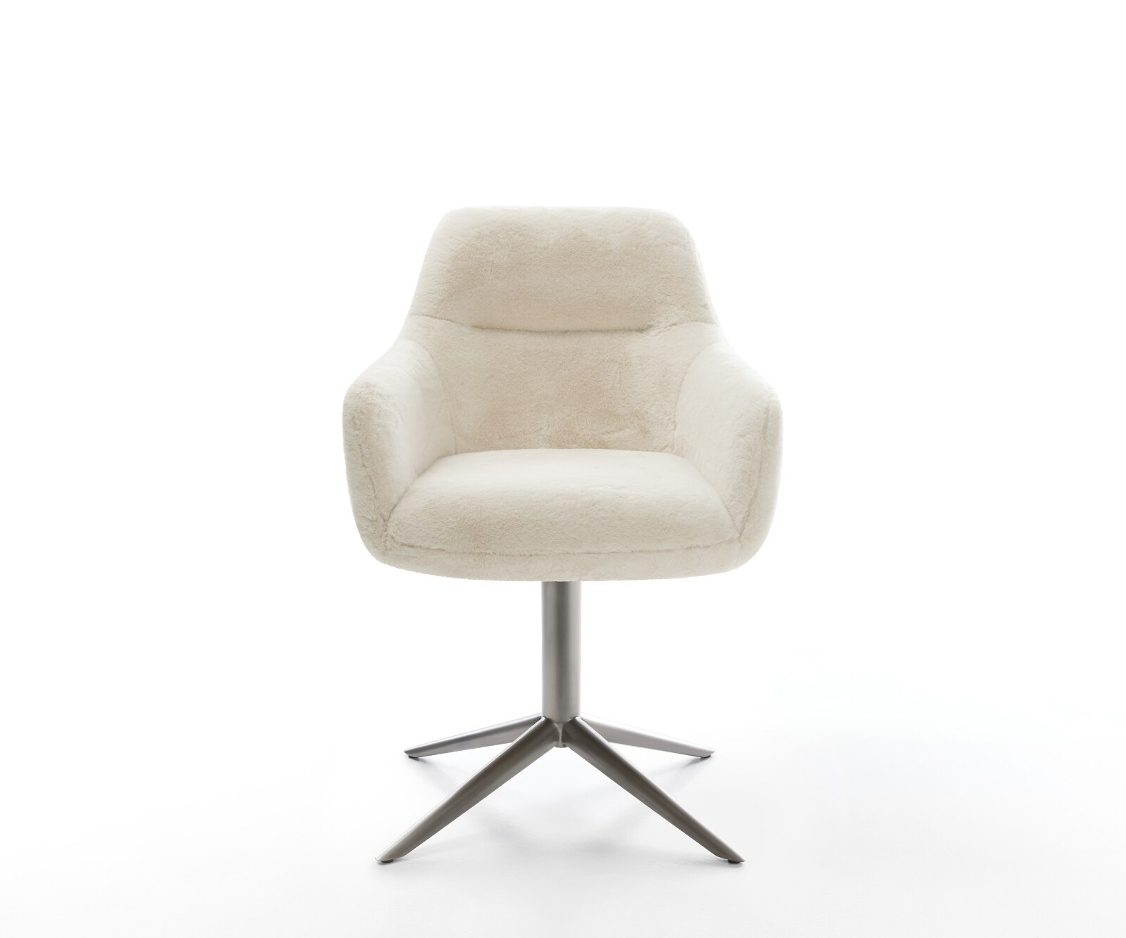 Въртящ се стол Pejo-Flex плюшена кремаво-бяла основа графит 360° въртяща се люлееща се функция сърцевина от джобни пружини 2