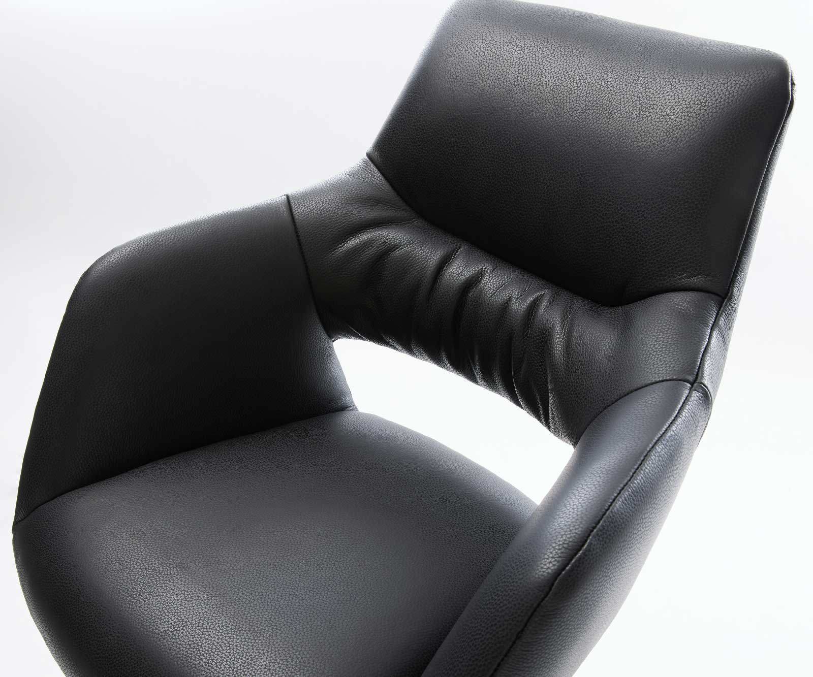 Бар стол Естествена кожа Черен Извити крака Метал Черен Покет пружина Yago-Flex 3