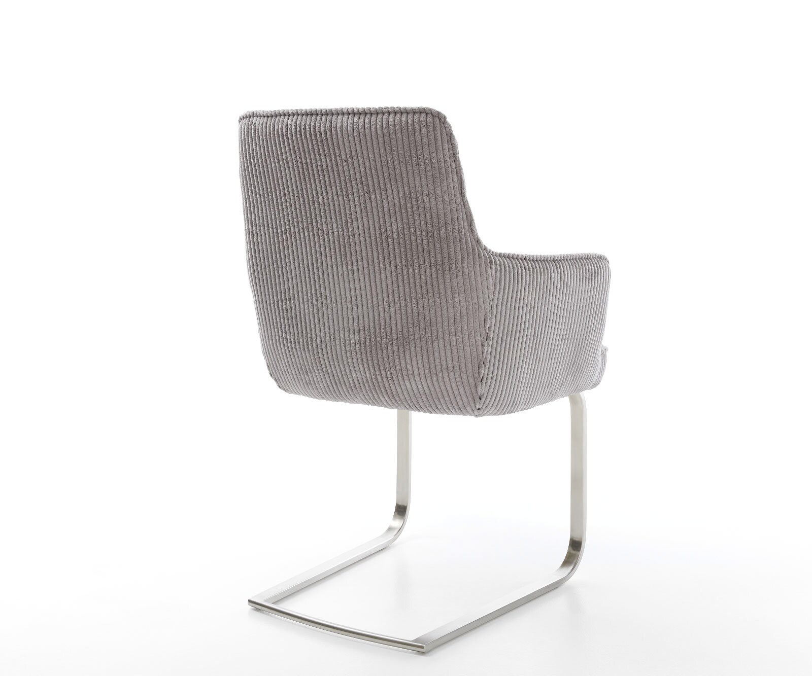 Люлеещ стол с подлакътници Корд Сребристо сив Конзолен крак плосък Неръждаема стомана Покет пружина Heira-Flex 5