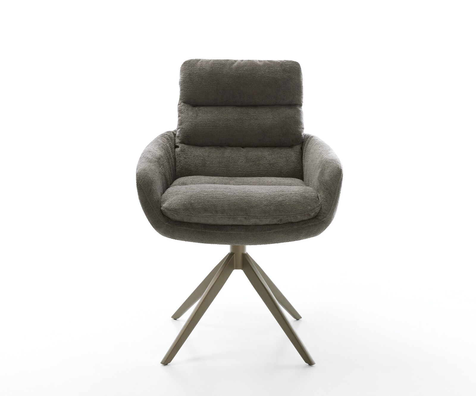 Въртящ се стол Abelia-Flex с подлакътници Bouclé Soft mud Кръстосана рамка широка Ефектно покритие Titanium 360° въртене Люлееща се функция 2