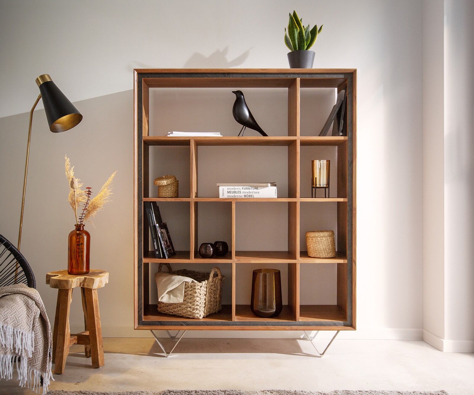 Висок шкаф 115x150 Акация Натурал 12 Отделения каменен фурнир V-Крак Stonegrace 1