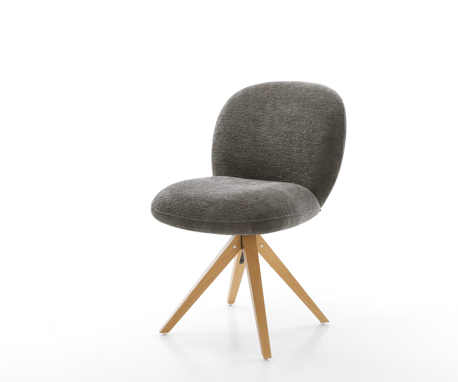 Въртящ се стол Nube-Flex Bouclé Soft, цвят „кал“, дървена рамка с изчистени линии, естествен цвят, завъртащ се на 180°, с джобни пружини 1