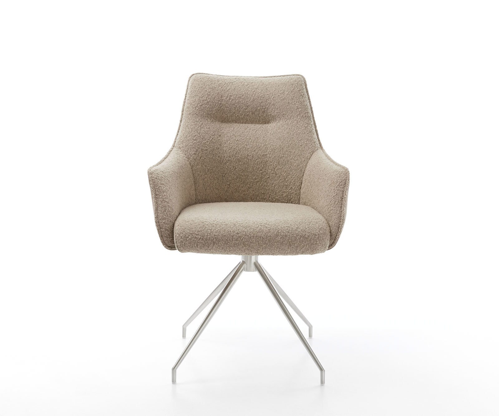 Врътящ се стол с подлакътници Комбинация от дамаски Сиво-Кафяв Конус крак кръгъл Неръждаема стомана 180° въртящ се Покет пружина Alja-Flex 2