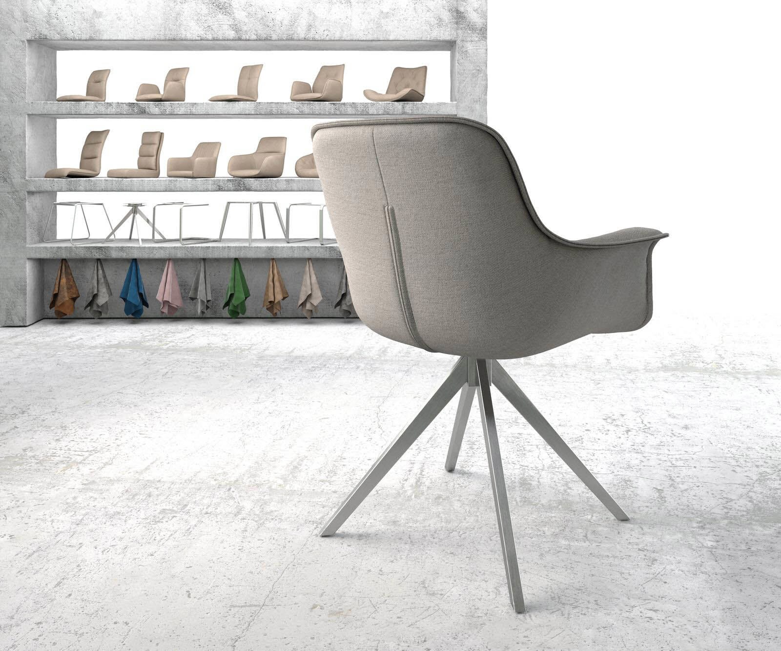 Врътящ се стол Ивици СветлоСив Конус крак  Неръждаема стомана 180° въртящ се Kaira-Flex 4