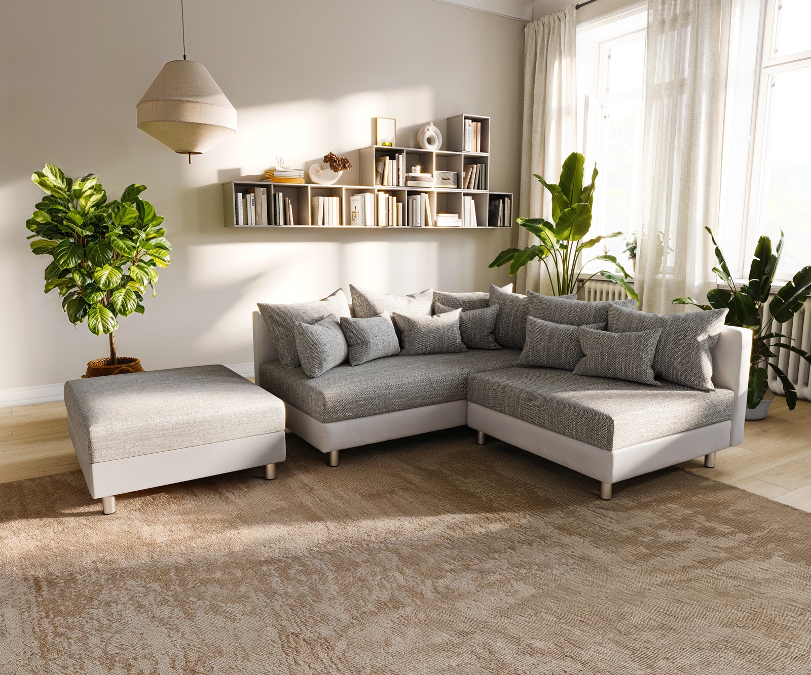 Ъглов диван Кафяв античен вид модулна лежанка дясна Clovis 1