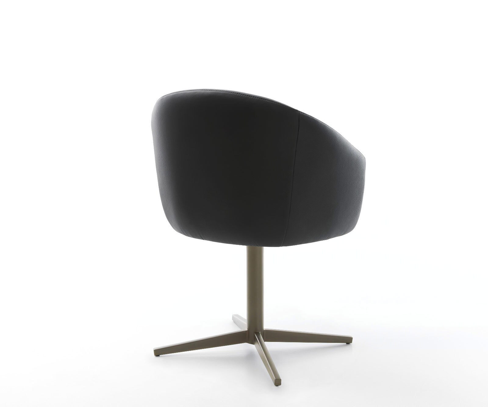 Врътящ се стол с подлакътници Естествена кожа Черен Офис основа  Titan 360° въртящ се Покет пружина Caja-Flex 5