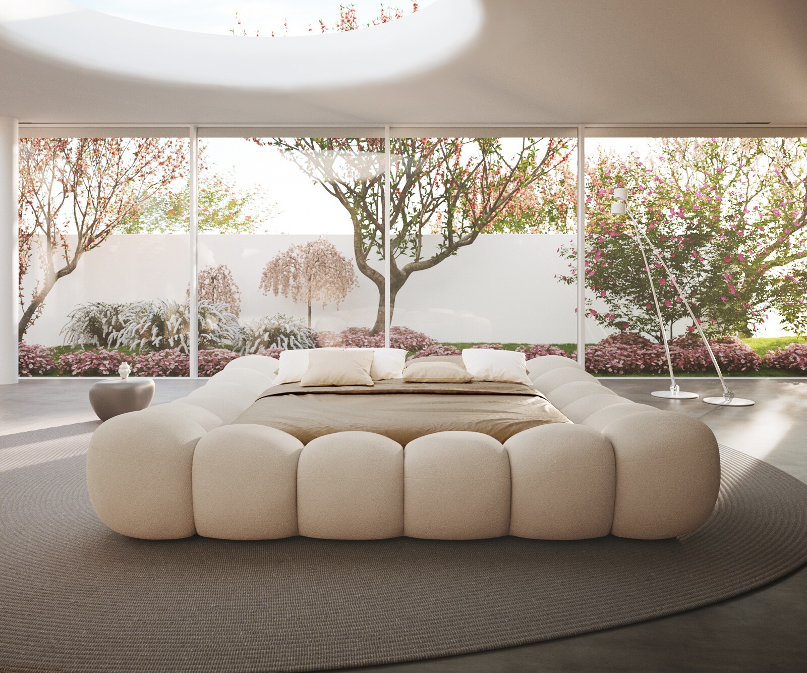 Тапицирана рамка за легло Perlla 180x200 cm bouclé крем-бяло 4