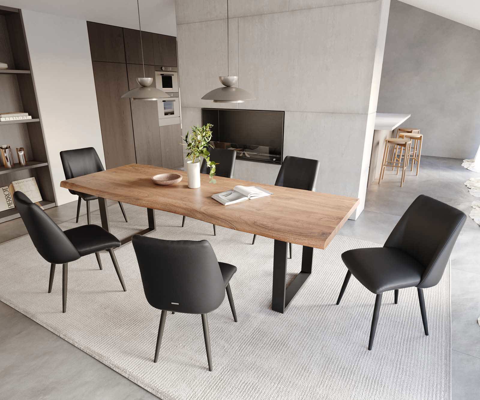 Трапезен стол Естествена кожа Черен 4 крака конични Черен Покет пружина Elso-Flex 4 Трапезен стол Естествена кожа Черен 4 крака конични Черен Покет пружина Elso-Flex 4