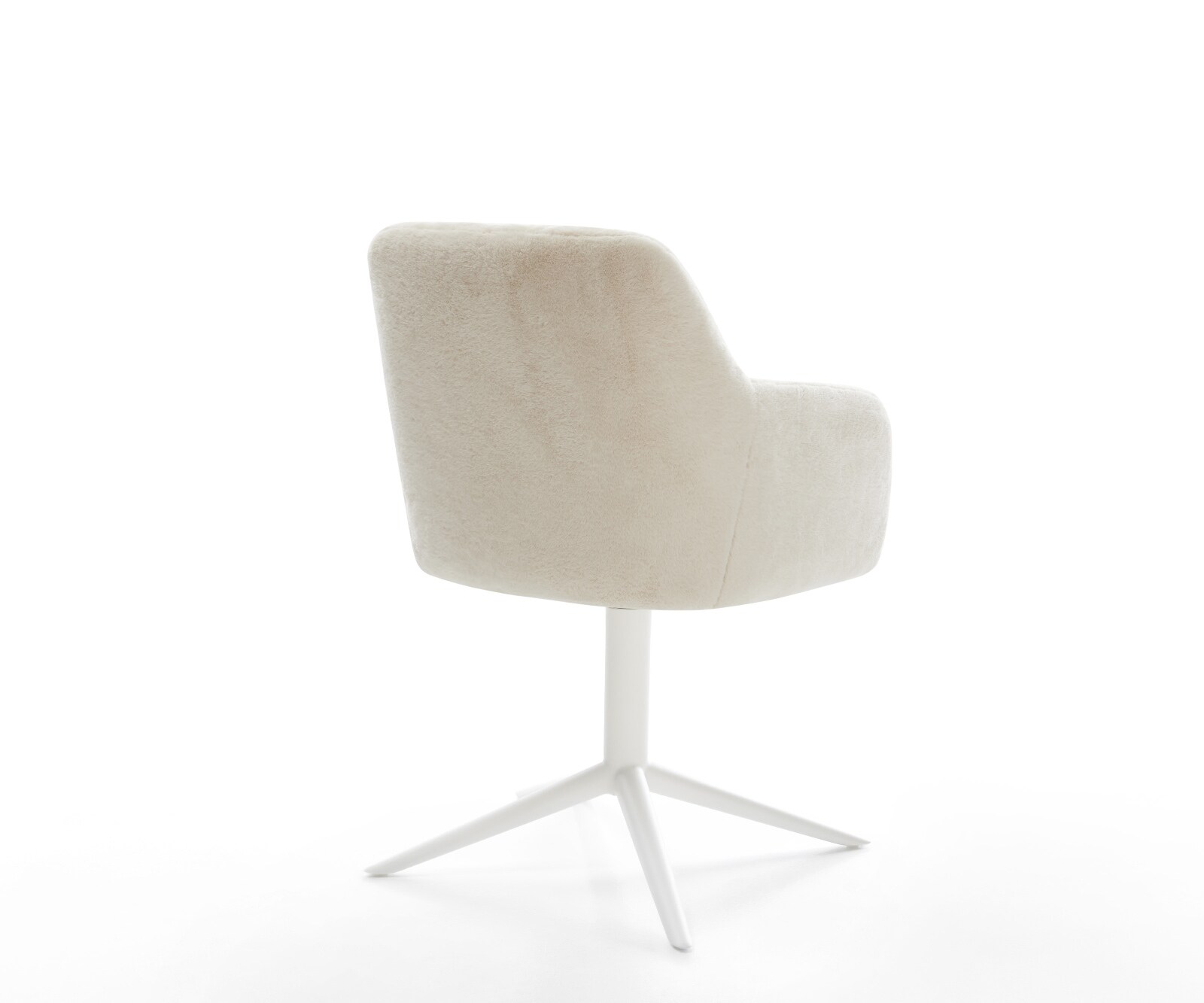 Въртящ се стол Greg-Flex Плюш крем-бяло База бяла Завъртане на 360° Люлееща се функция Ядро от джобни пружини 4