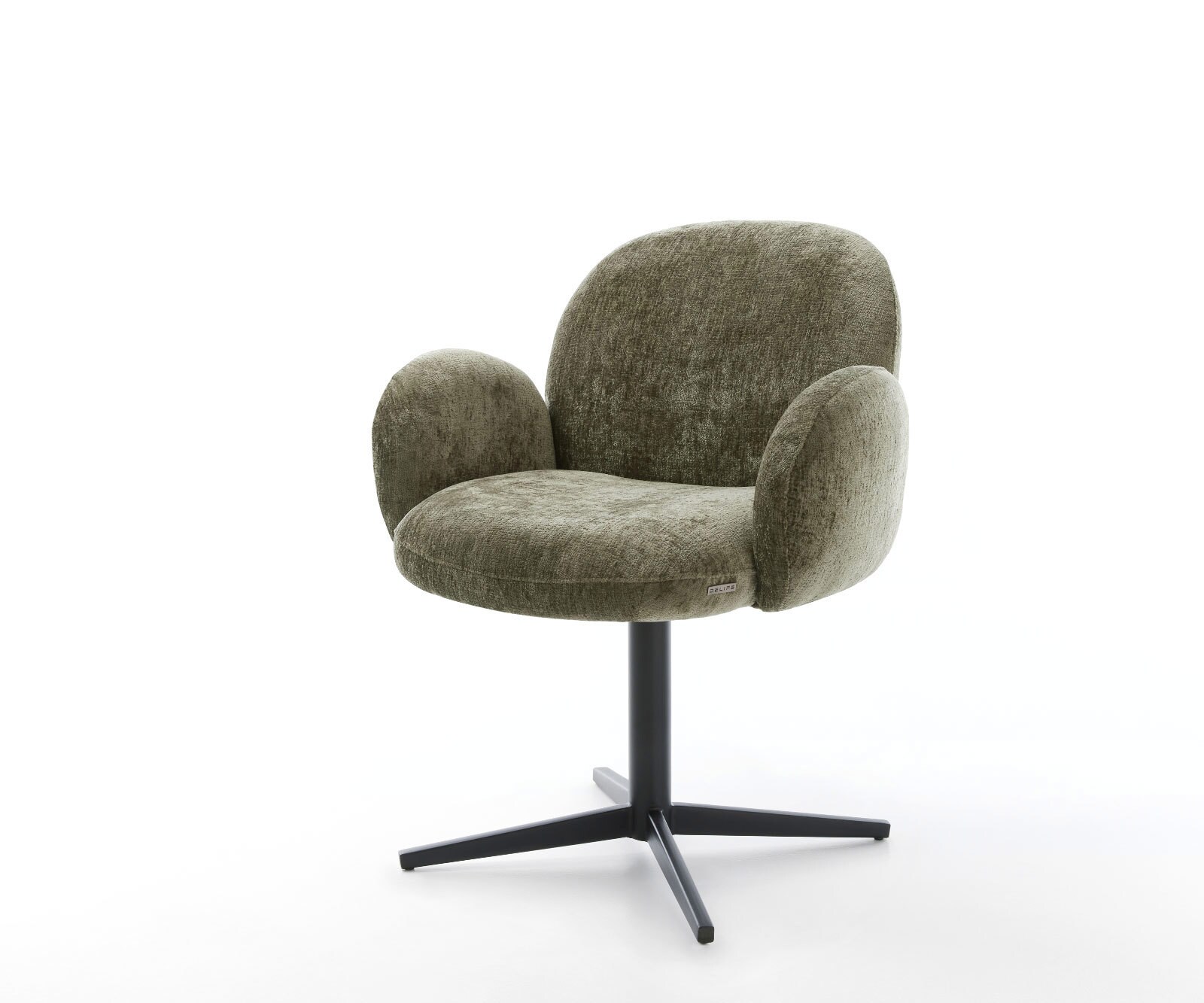 Врътящ се стол с подлакътници Шенил Маслина Офис основа Черен 360° въртящ се Покет пружина Nube-Flex 1