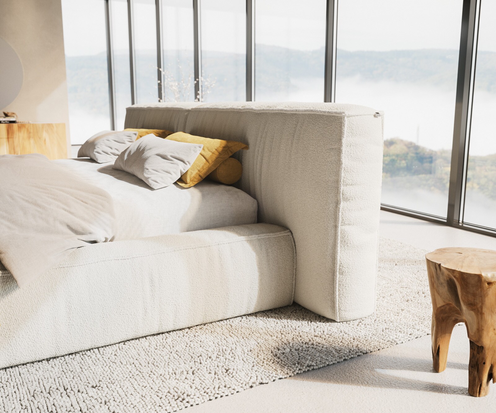 Тапицирано легло Coperti 180x200 cm bouclé крем-бяло 4