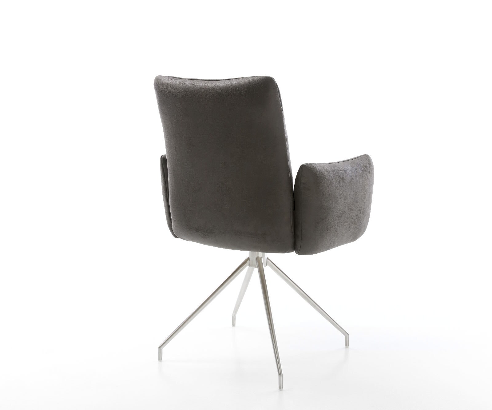 Врътящ се стол с подлакътници Антрацит Винтидж Конус крак кръгъл Неръждаема стомана 180° въртящ се Покет пружина Jova-Flex 5