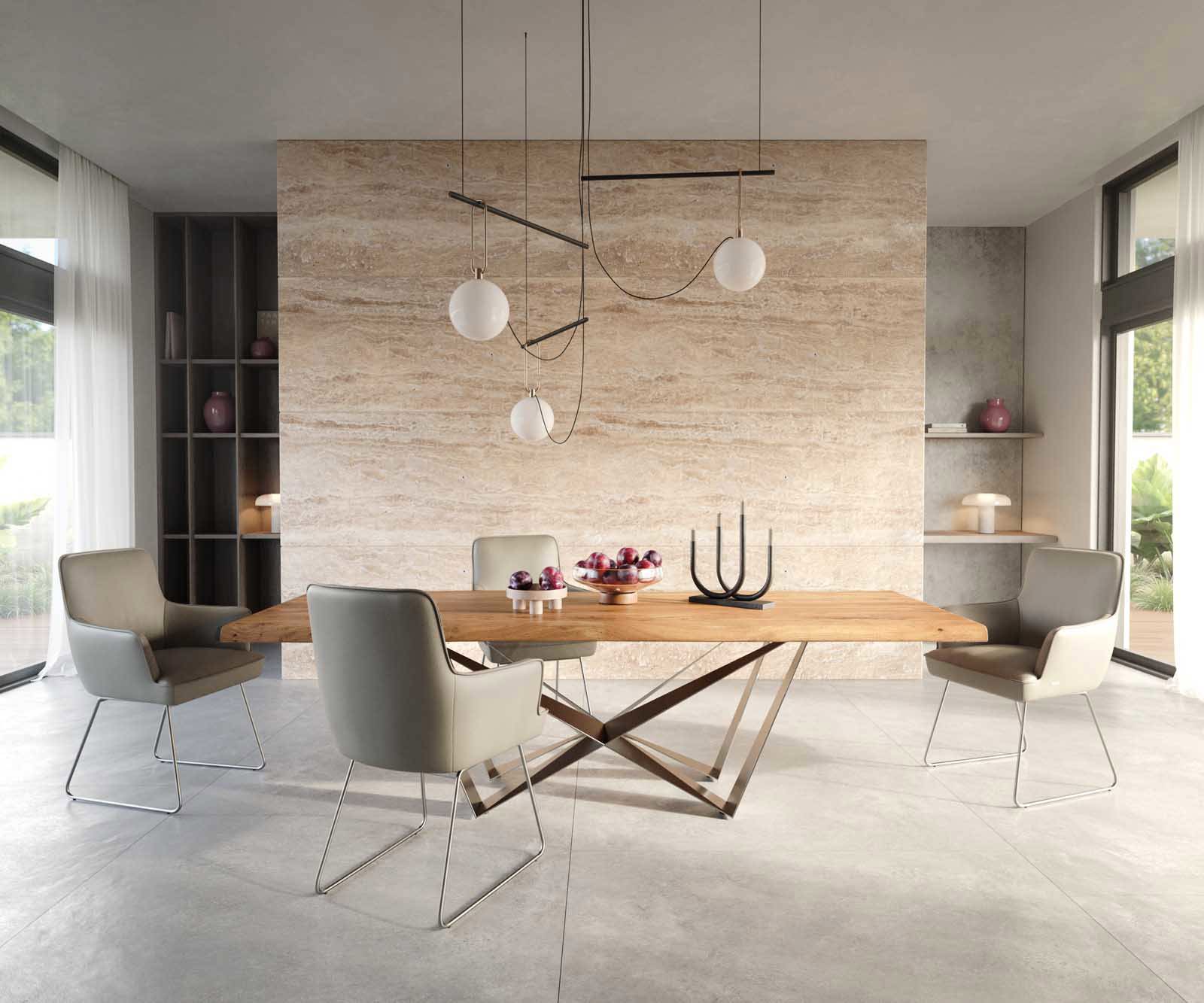 Стол Естествена кожа Сиво-Кафяв Извити крака Неръждаема стомана Покет пружина Heira-Flex 4 Стол Естествена кожа Сиво-Кафяв Извити крака Неръждаема стомана Покет пружина Heira-Flex 4