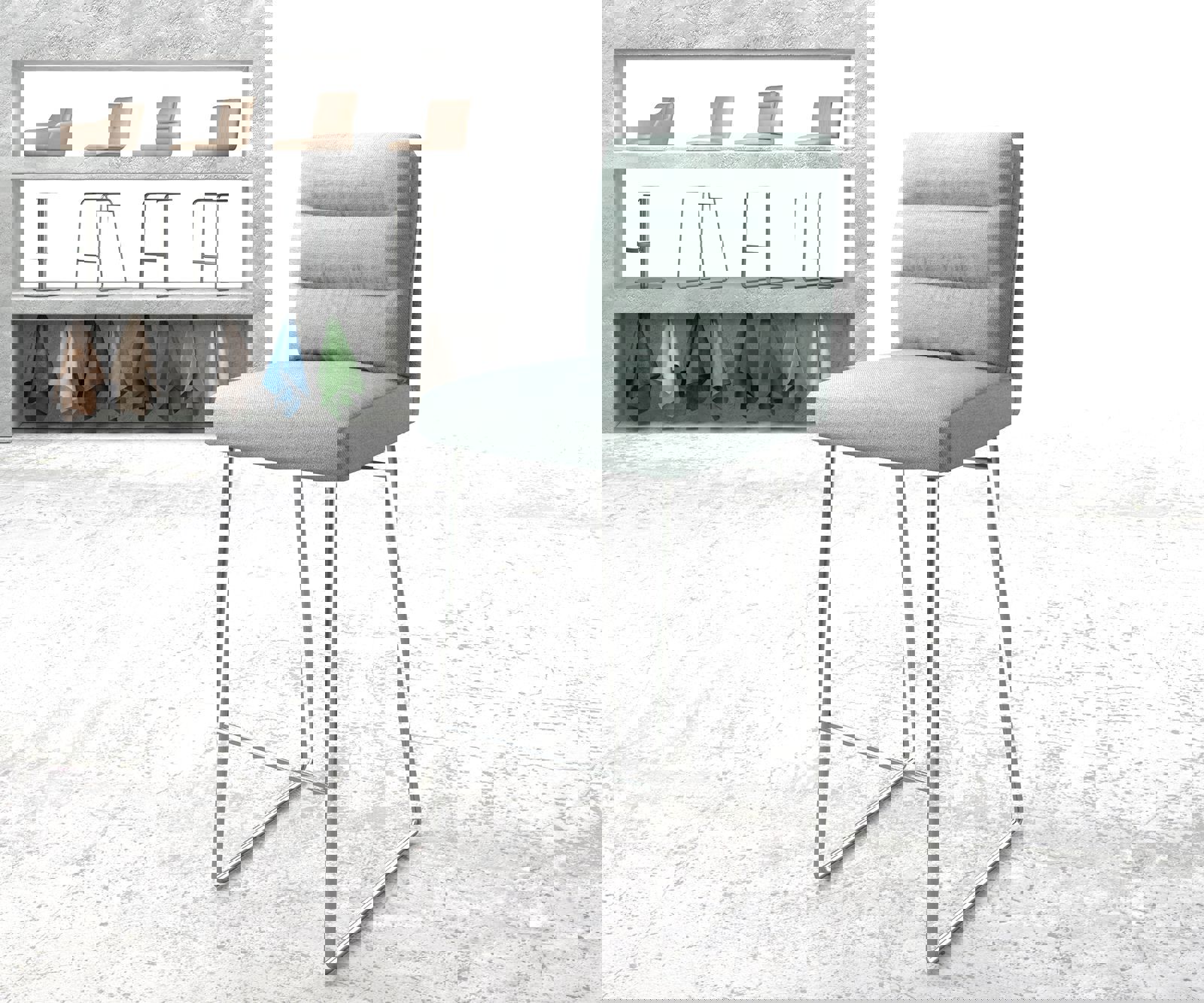 Барстол Pela-Flex Stripes Mint Основа за шейни от неръждаема стомана 1