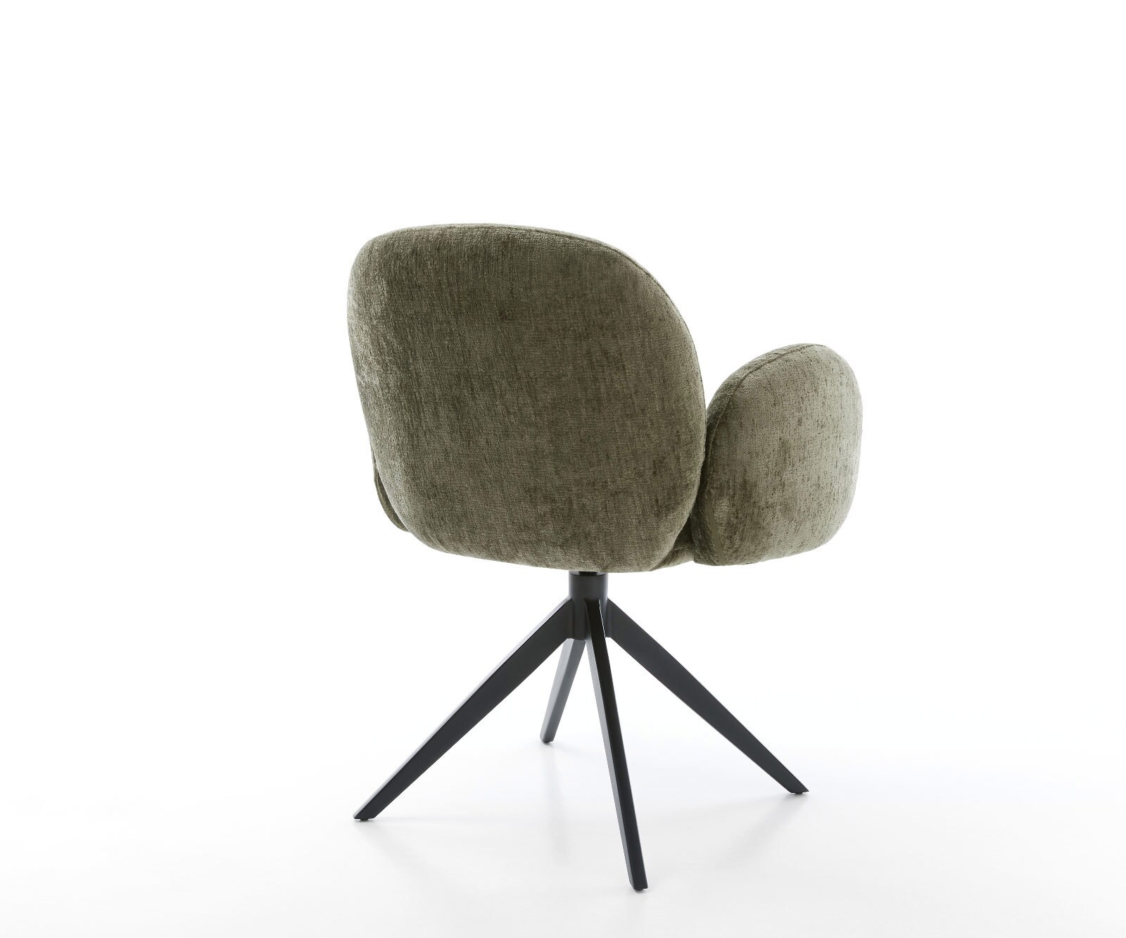 Врътящ се стол с подлакътници Шенил Маслина Конус крак плосък Черен 360° въртящ се Люлеещ се Покет пружина Nube-Flex 5