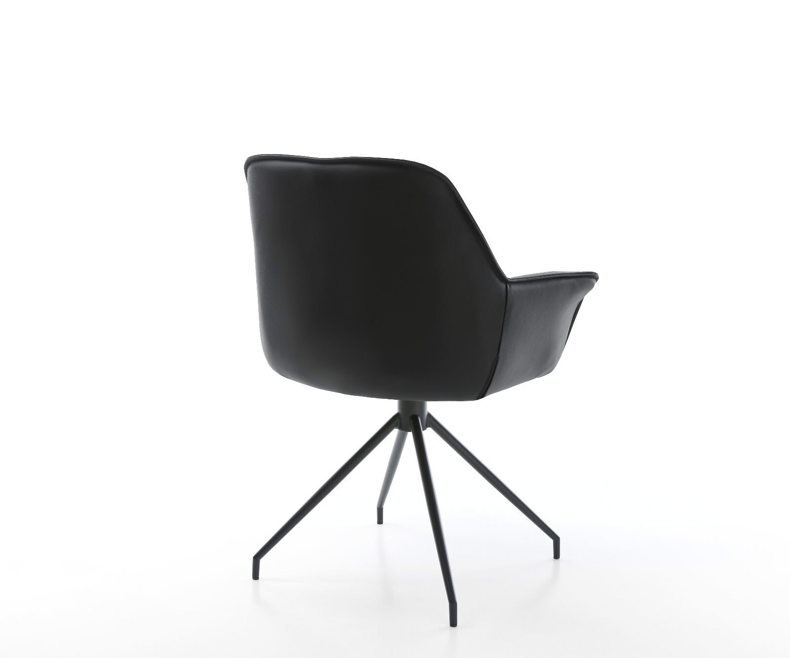 Врътящ се стол с подлакътници Естествена кожа Черен Конус крак кръгъл Черен 180° въртящ се Keila-Flex 5