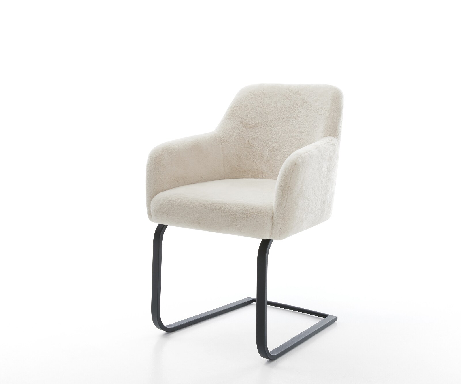 Конзолен стол Greg-Flex плюшен кремаво-бял конзолен стол плосък черен джоб пружинна сърцевина