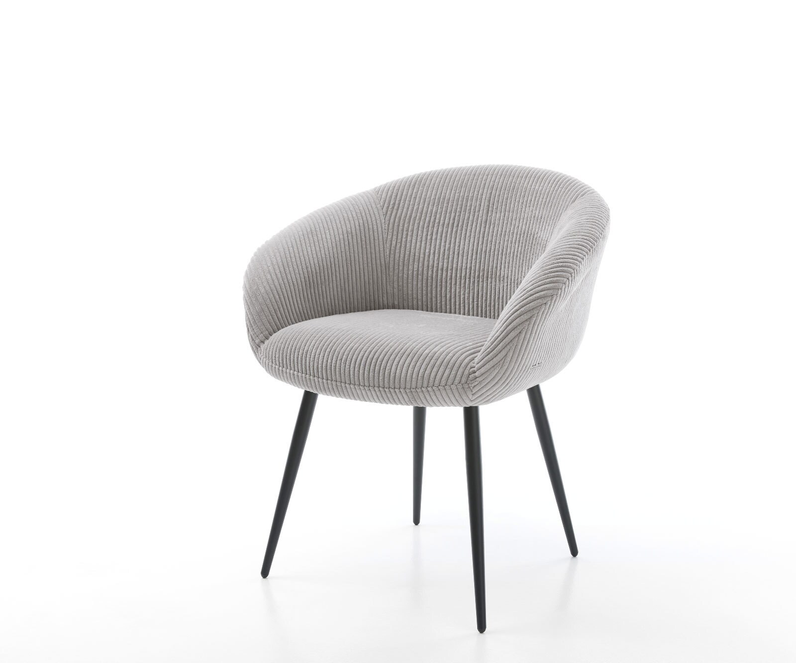 Трапезен стол с подлакътници Корд СребристСив 4 крака конични Черен Покет пружина Vinka-Flex 1