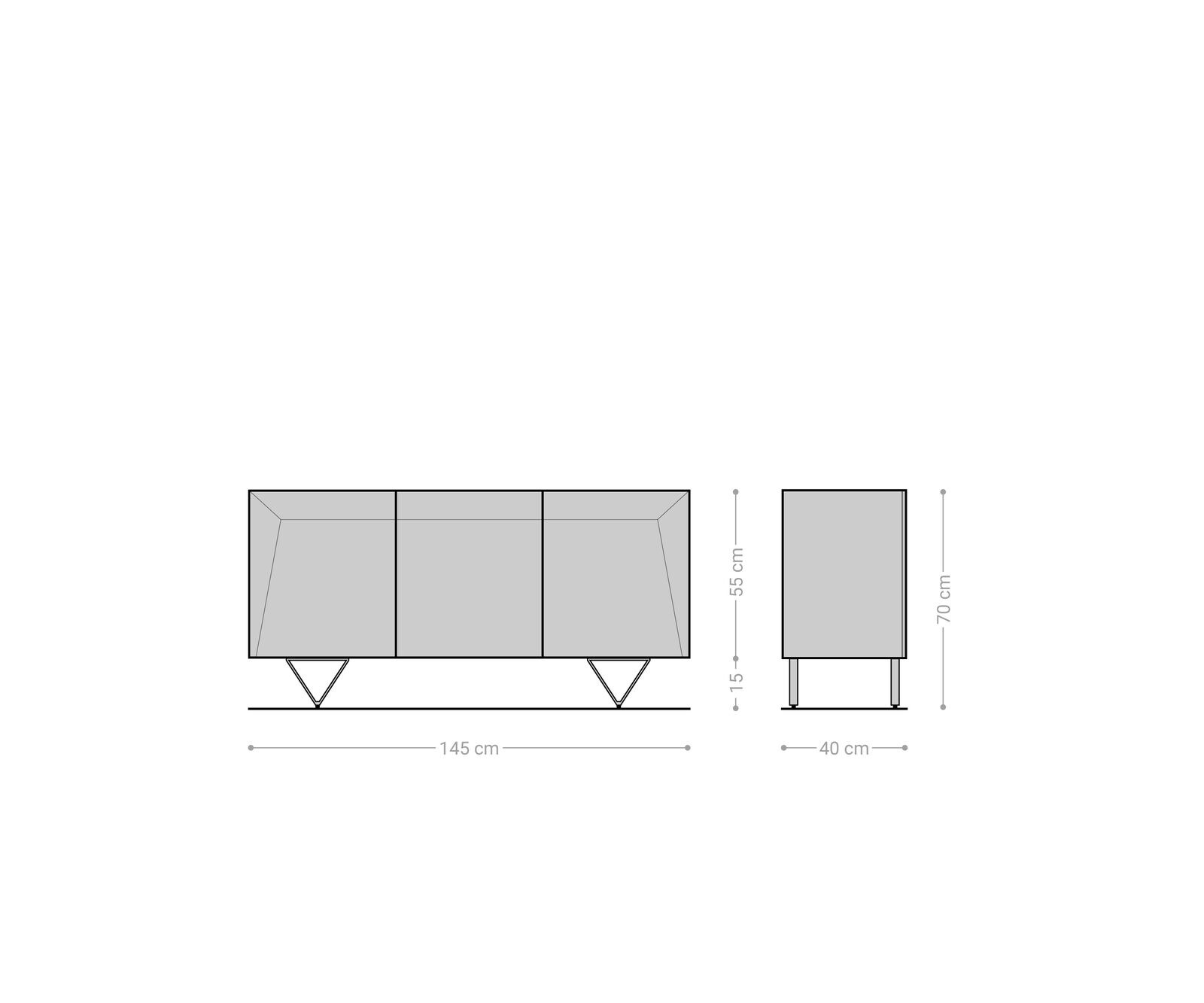 Бюфет 145x40x70 cm Акация Натурал 3 Врати V-Крак Kayu 5