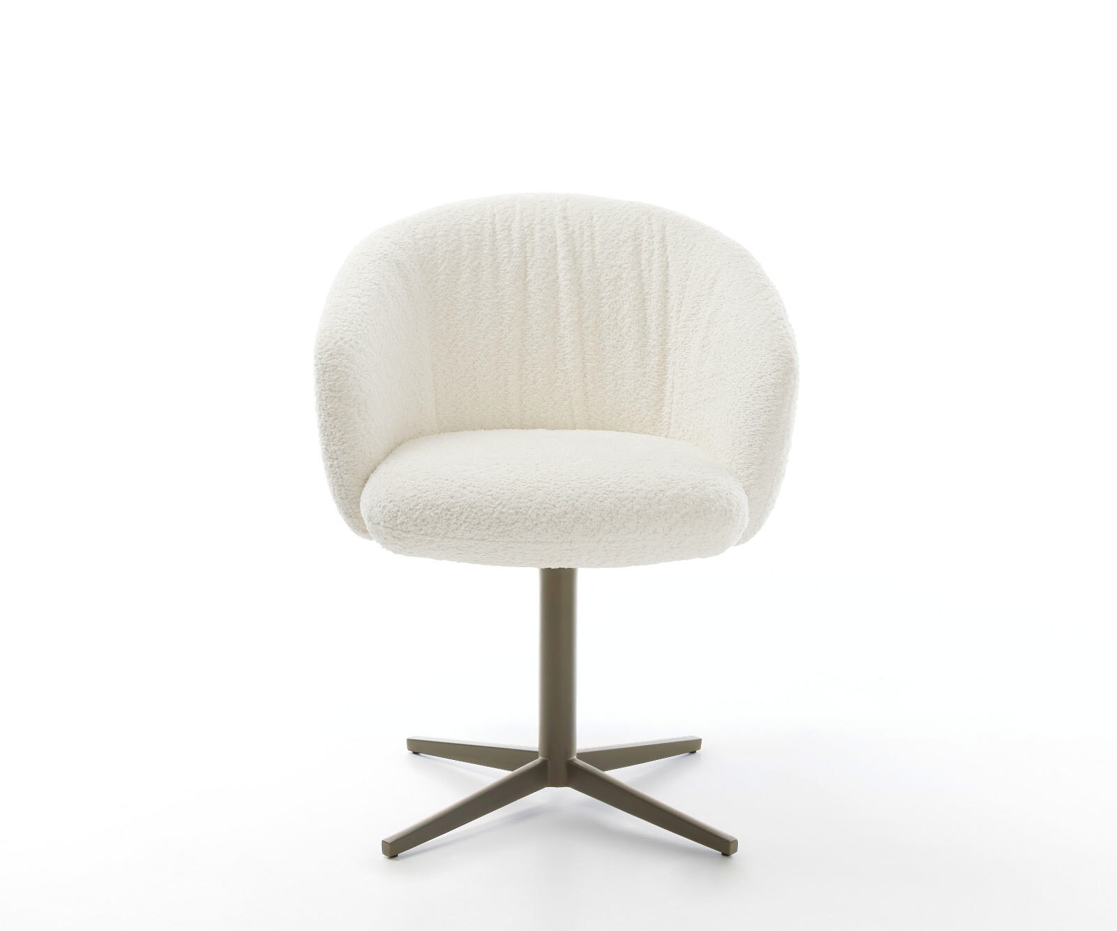 Врътящ се стол с подлакътници Букле Бял Офис основа  Titan 360° въртящ се Покет пружина Caja-Flex 1