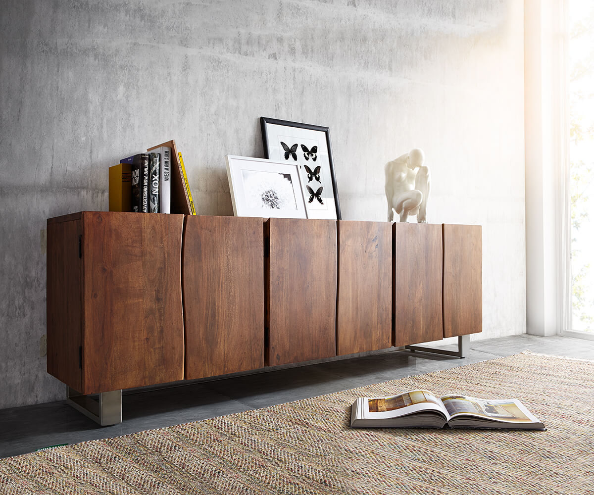 Комод Live-Edge 220 cm 6 врати дървен ръб 	 4