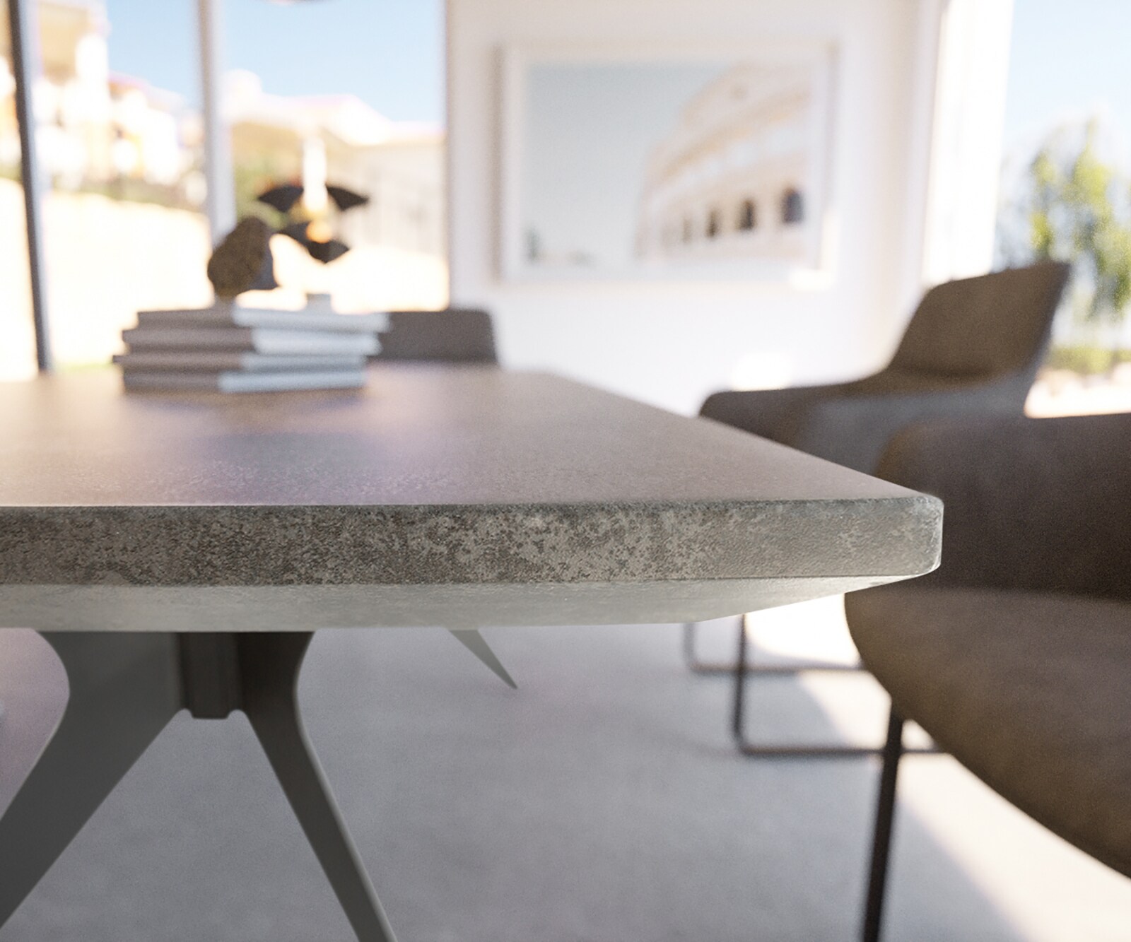 Трапезна маса Edona 160/200x90 cm керамичен вид сив метал разтегателна 3