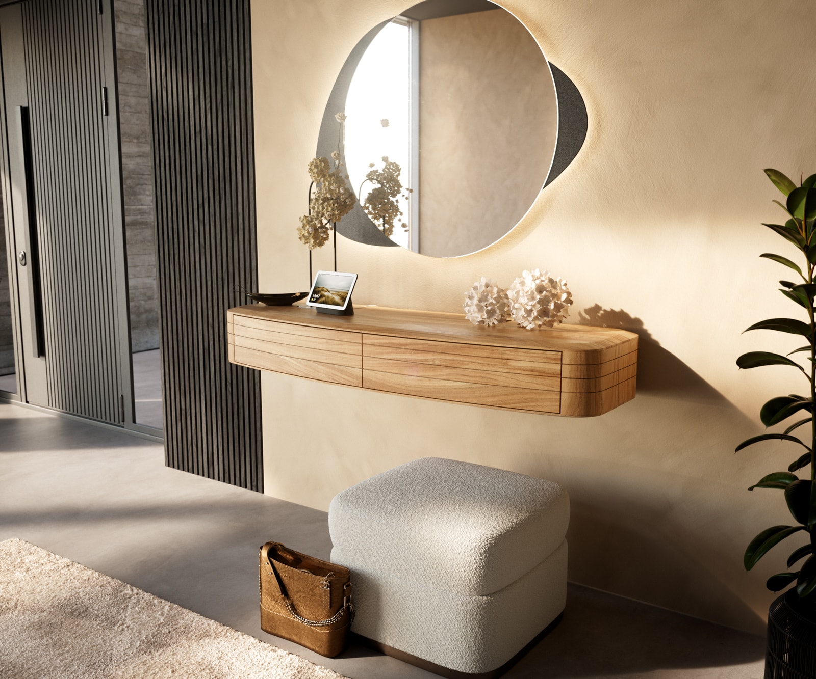 Конзолна маса Nagaru 125x40 cm акация Aura 2 чекмеджета плаващи Конзолна маса Nagaru 125x40 cm акация Aura 2 чекмеджета плаващи